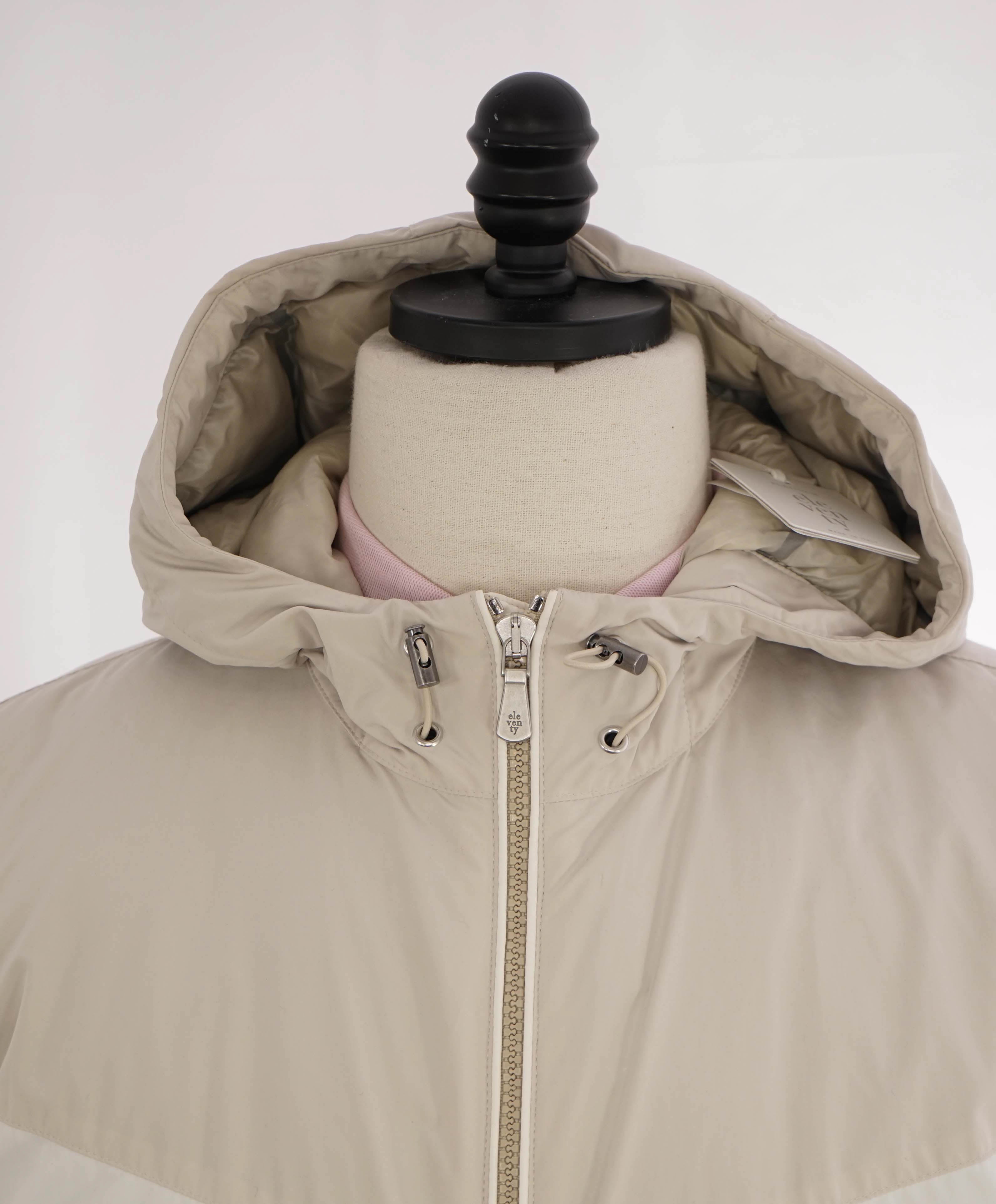 $2,595 ELEVENTY - Neutral Quilted Down Hooded Jacket Coat Parka (Cucinelli)  - 40R