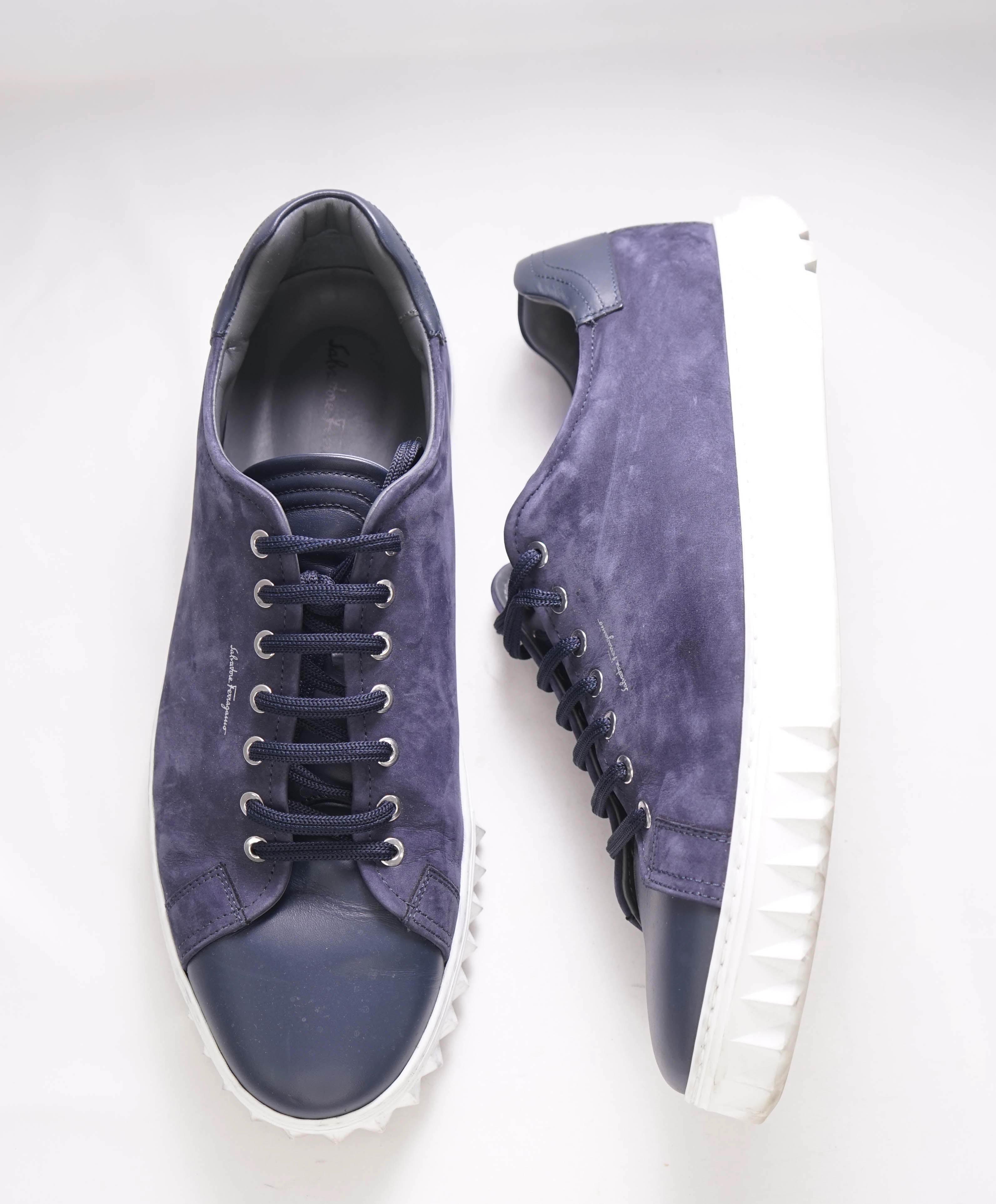 $750 SALVATORE FERRAGAMO - *Rhinoceros* Navy Gancini Sneaker - 12 US