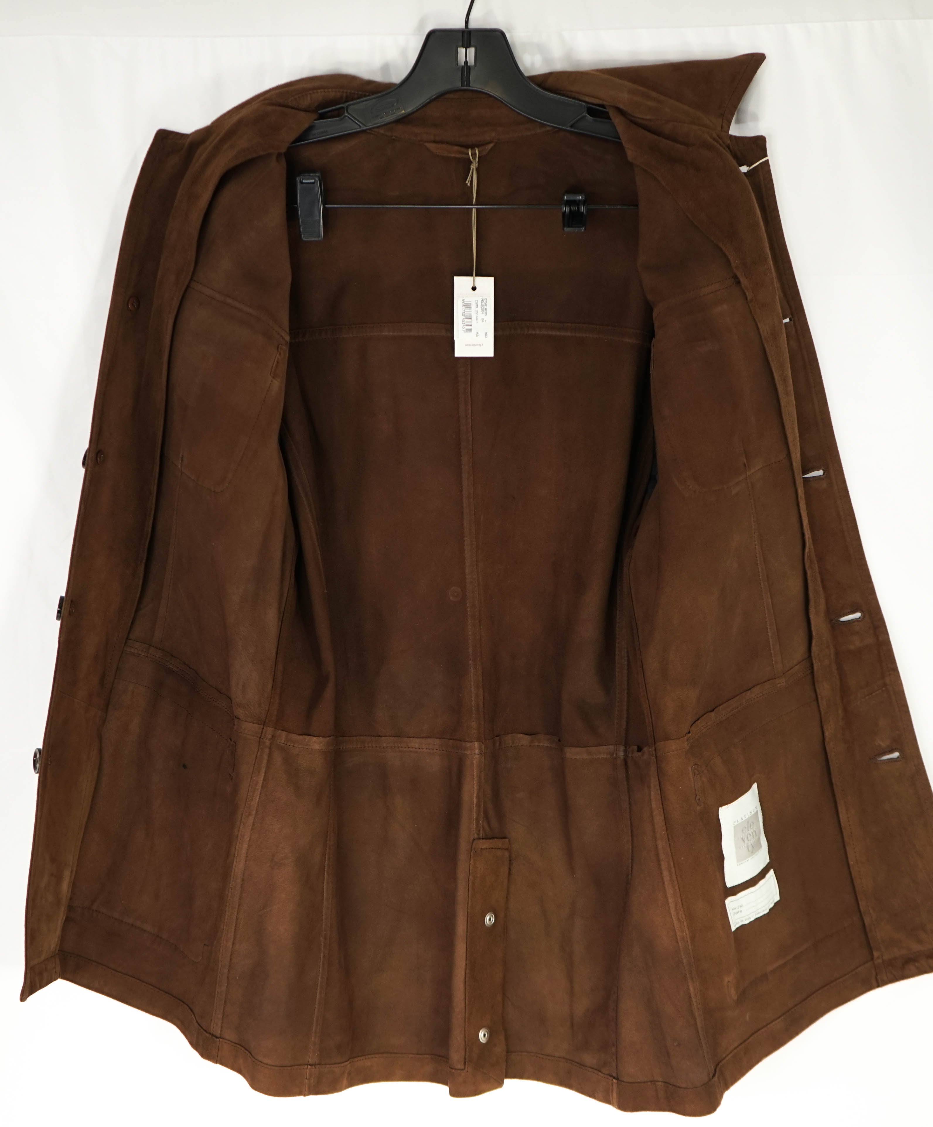 $2,495 ELEVENTY - Tobacco Brown SUEDE Safari Jacket Coat - 40R (M)