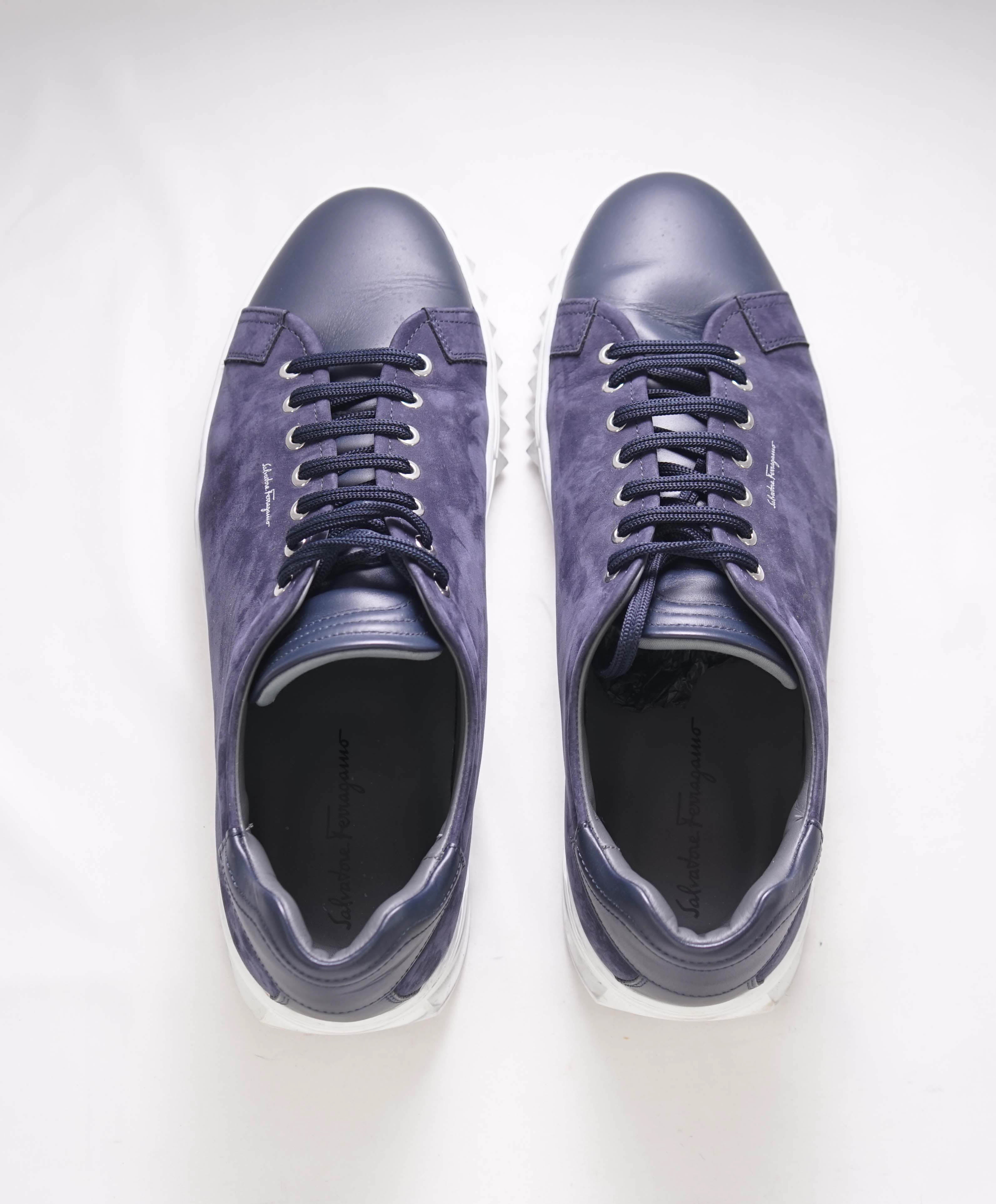 $750 SALVATORE FERRAGAMO - *Rhinoceros* Navy Gancini Sneaker - 12 US