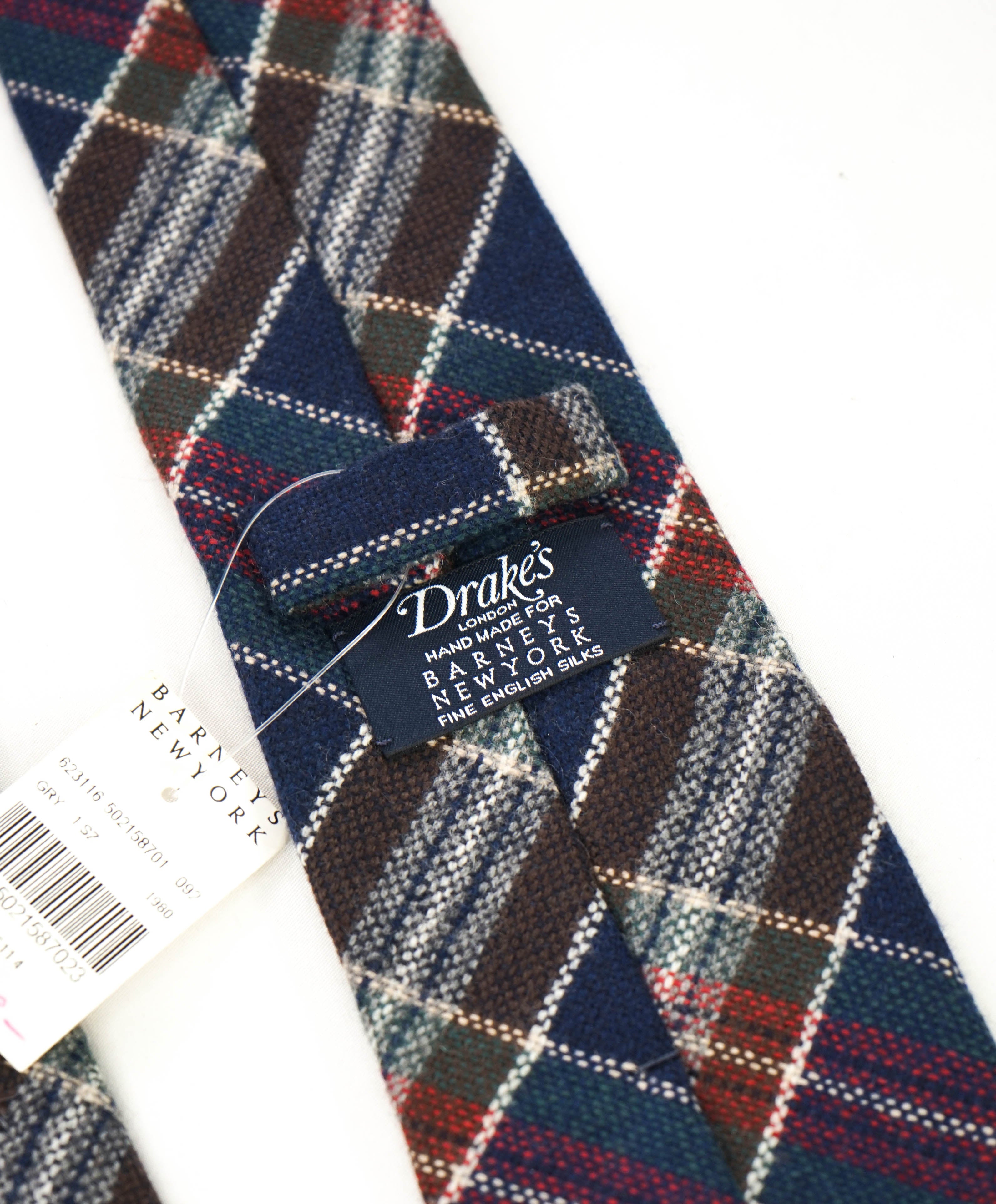 $240 DRAKE'S - Pure CAHSHMERE Madras Check Tie 3.25" - Tie