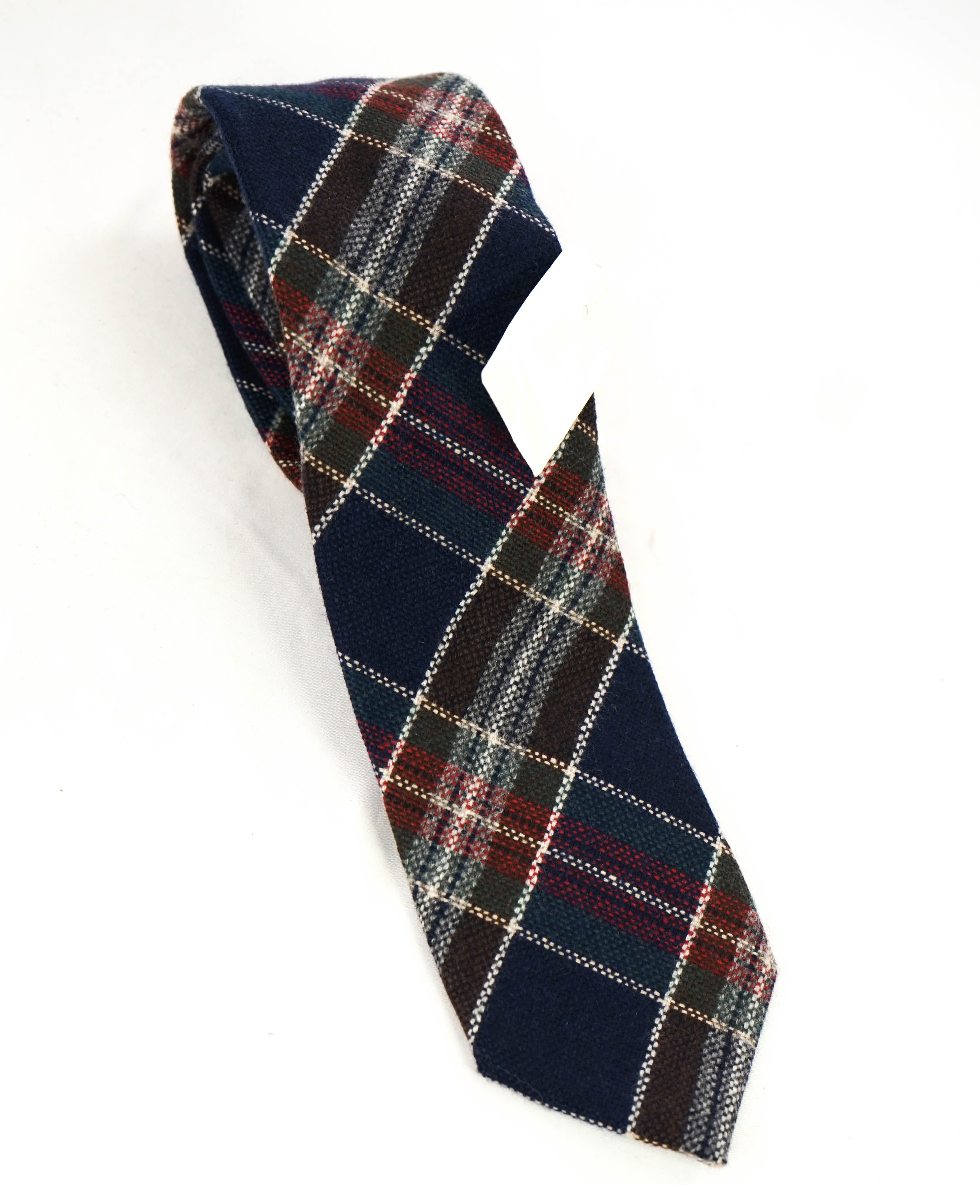 $240 DRAKE'S - Pure CAHSHMERE Madras Check Tie 3.25" - Tie