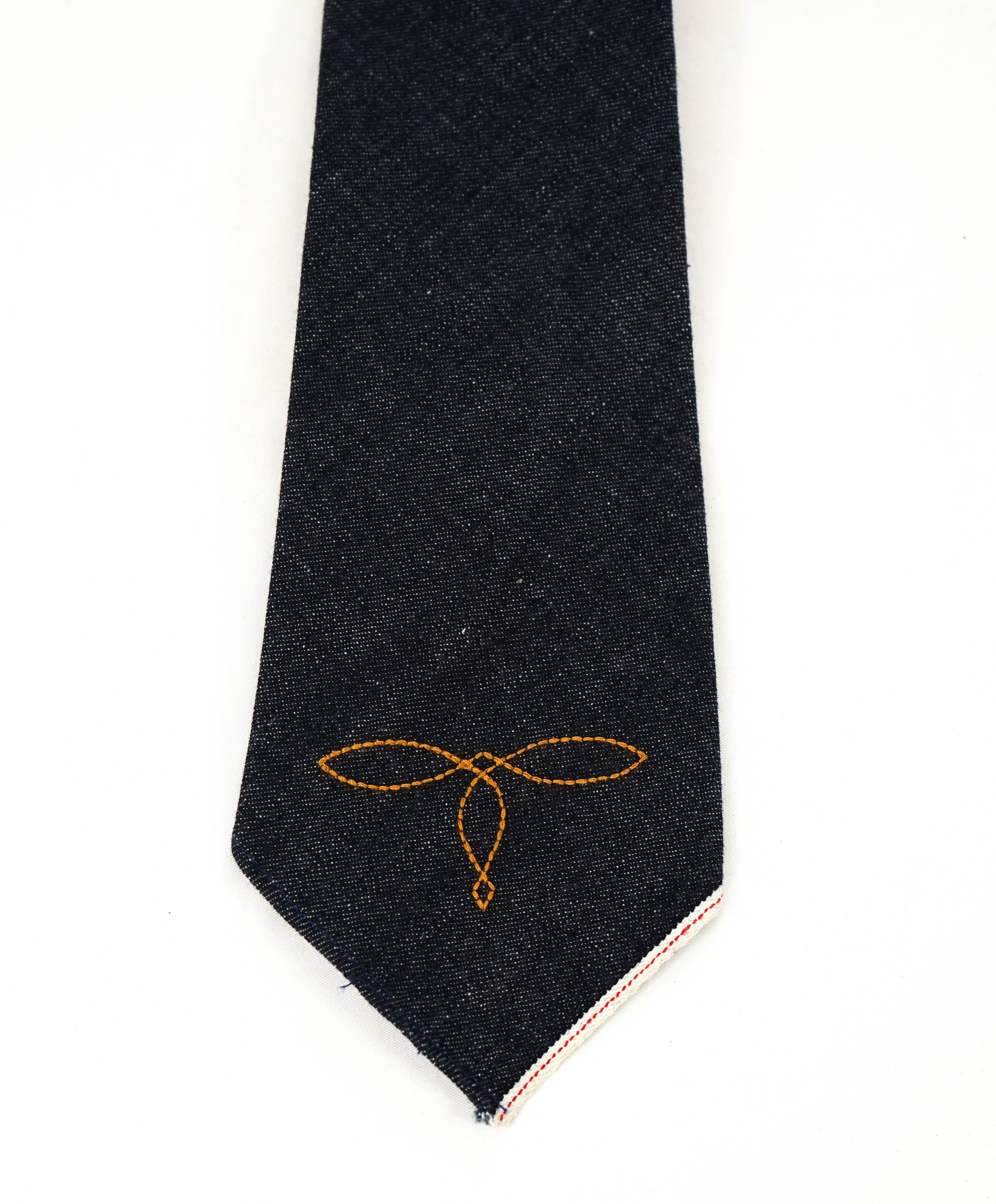 $195 RRL - Double RL Denim Tipped Stitch Tie - Tie