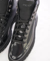 $1,520 PRADA - Mens Combat Boots Black Leather Hook Eye Hiking Derby- 10 US (9)