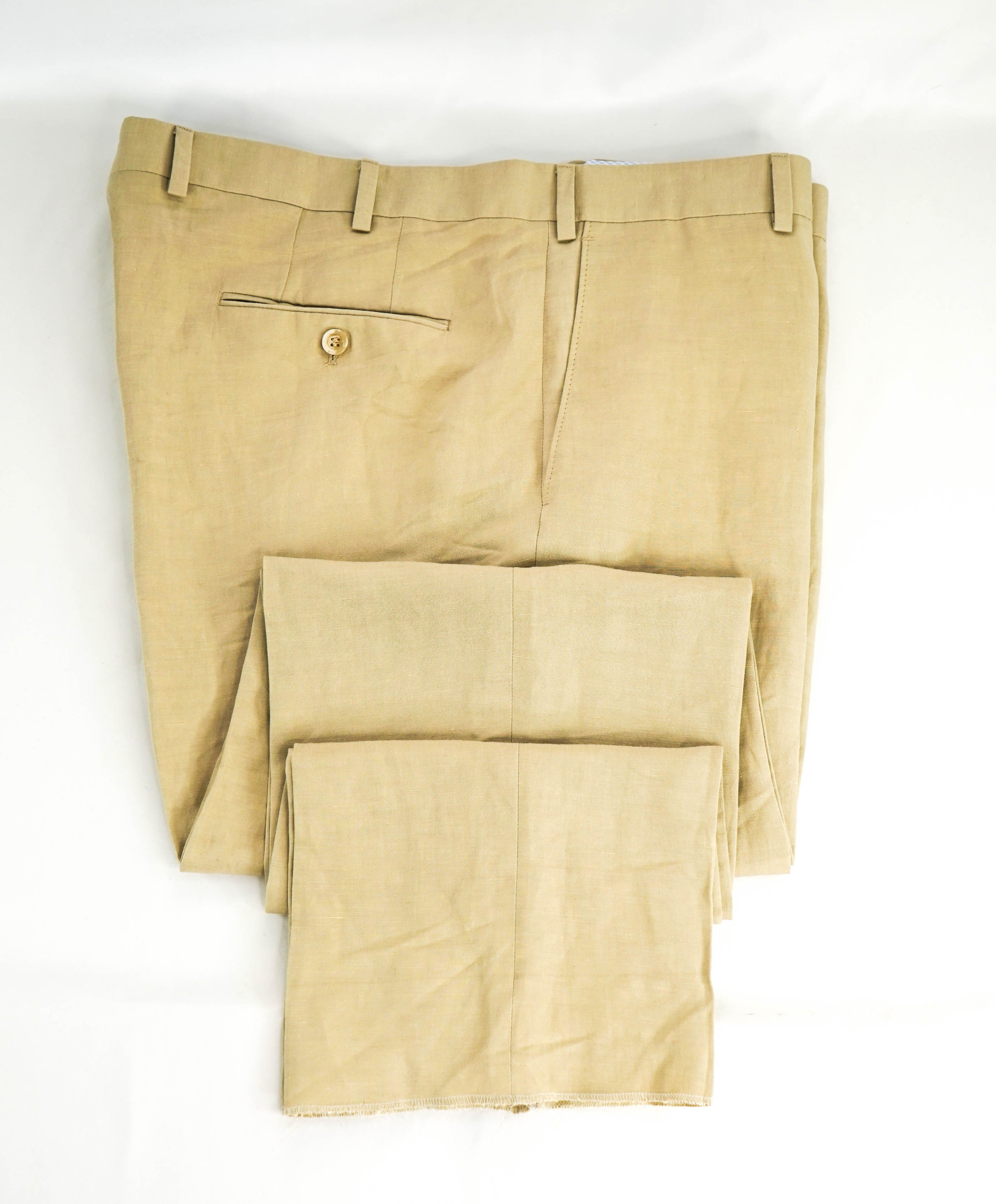 SAKS FIFTH AVE by SAMUELSOHN-  Linen & Silk Beige Flat Front Pants - 40W