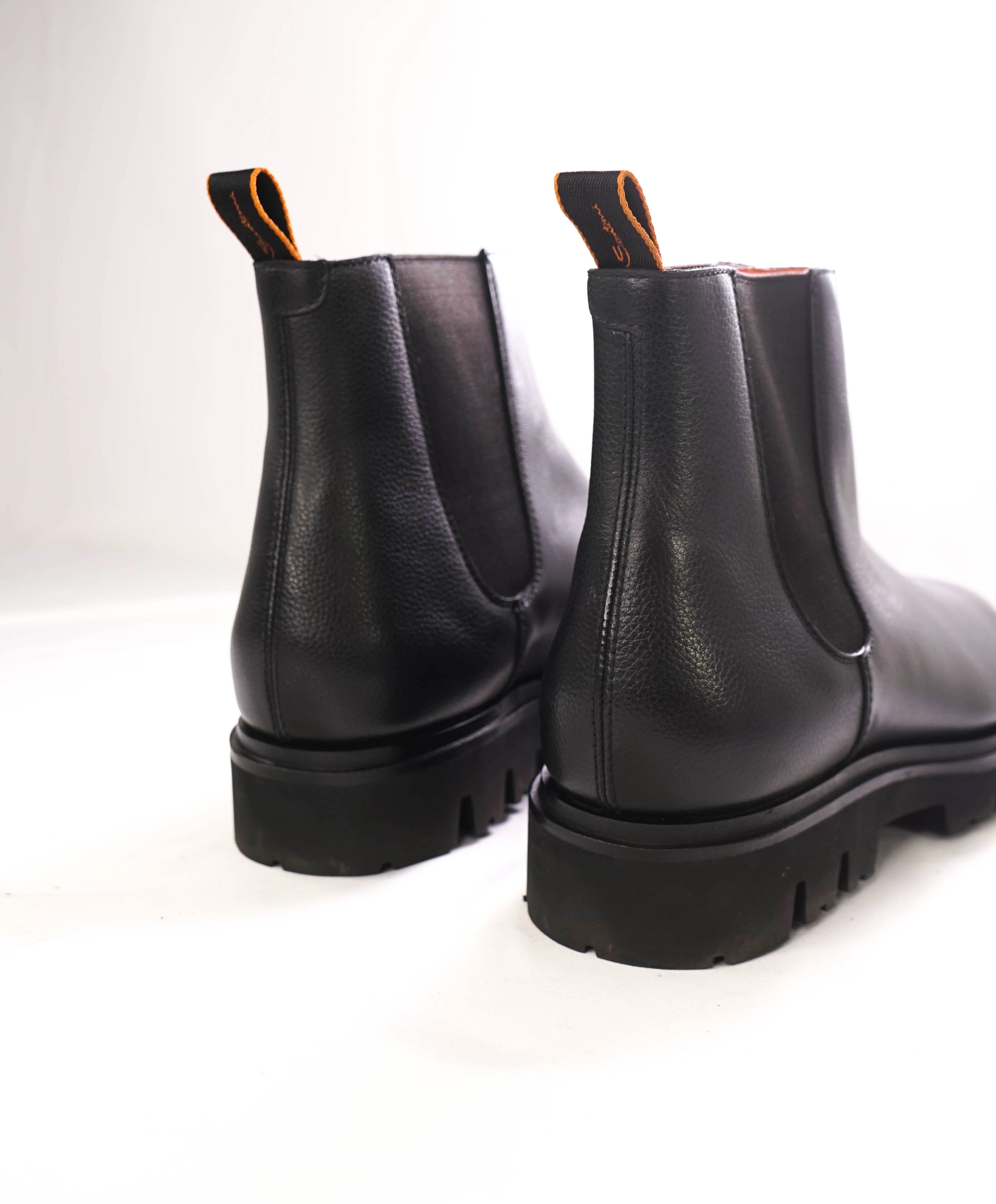 $1,495 SANTONI - Black *GOODYEAR* "Everard" Lug Sole Boot - 13 US (12 IT)