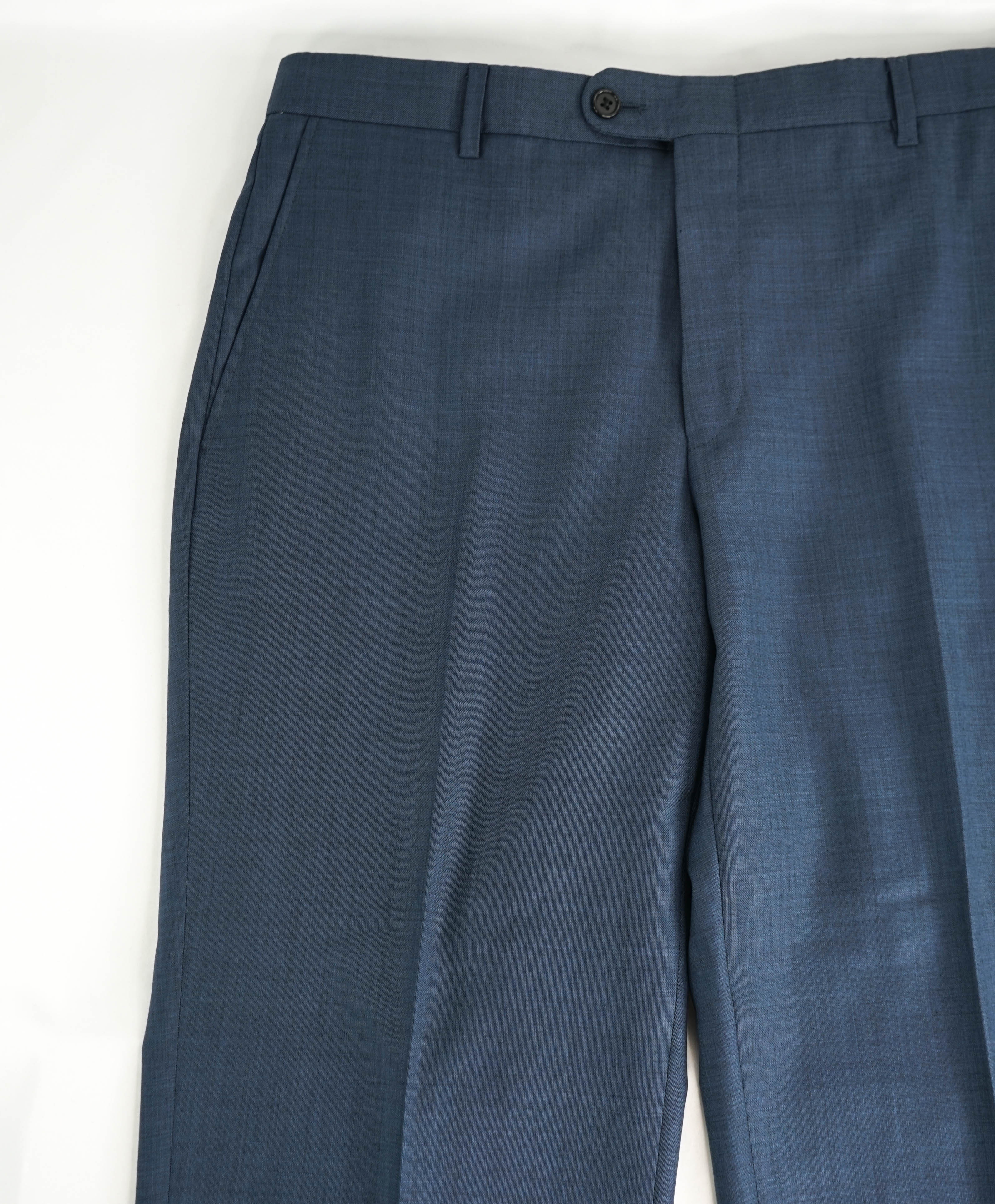 HICKEY FREEMAN - Pastel Blue Wool Flat Front Dress Pants - 33W