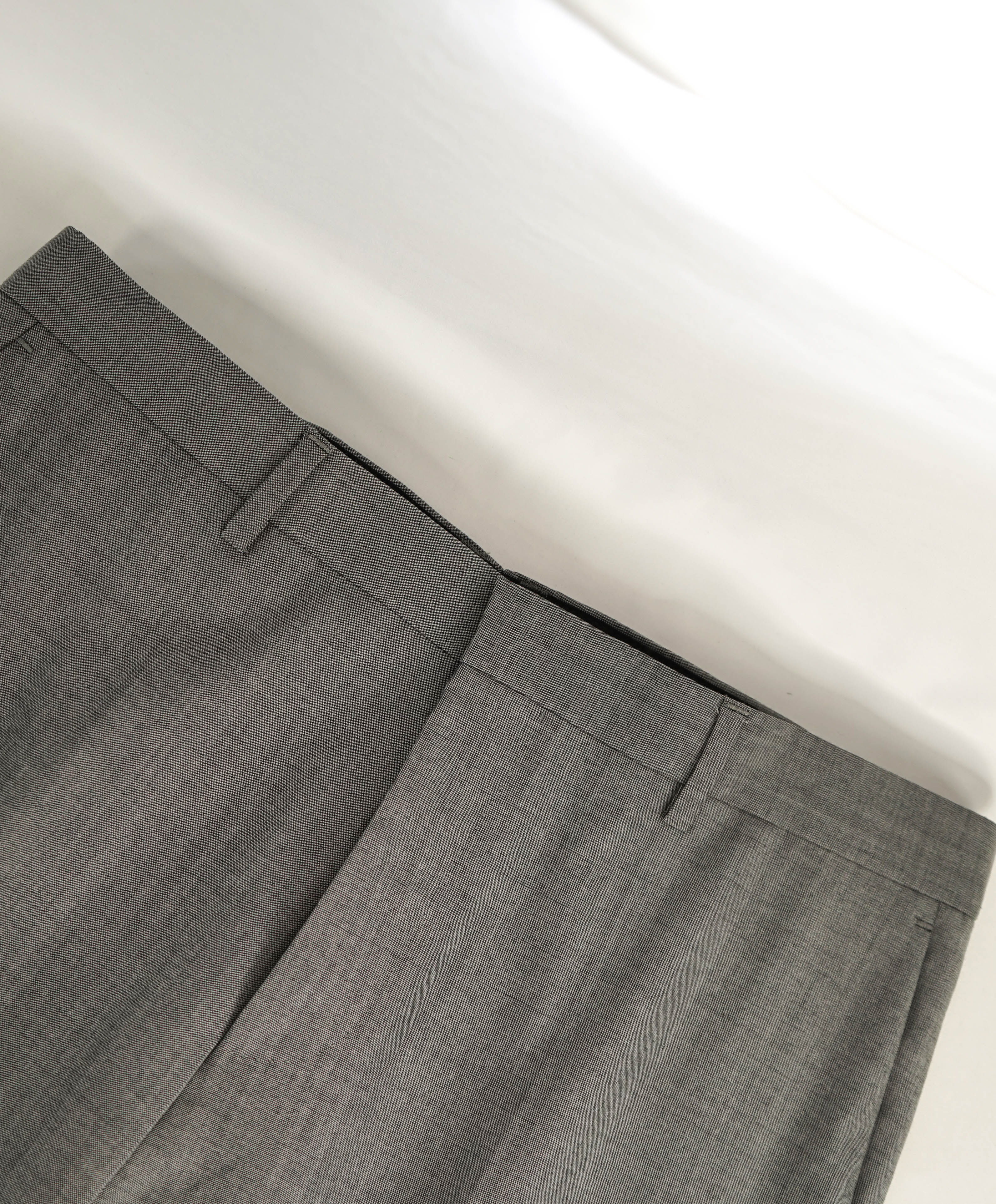 HUGO BOSS - Textured Gray Flat Front Dress Pants- 32W