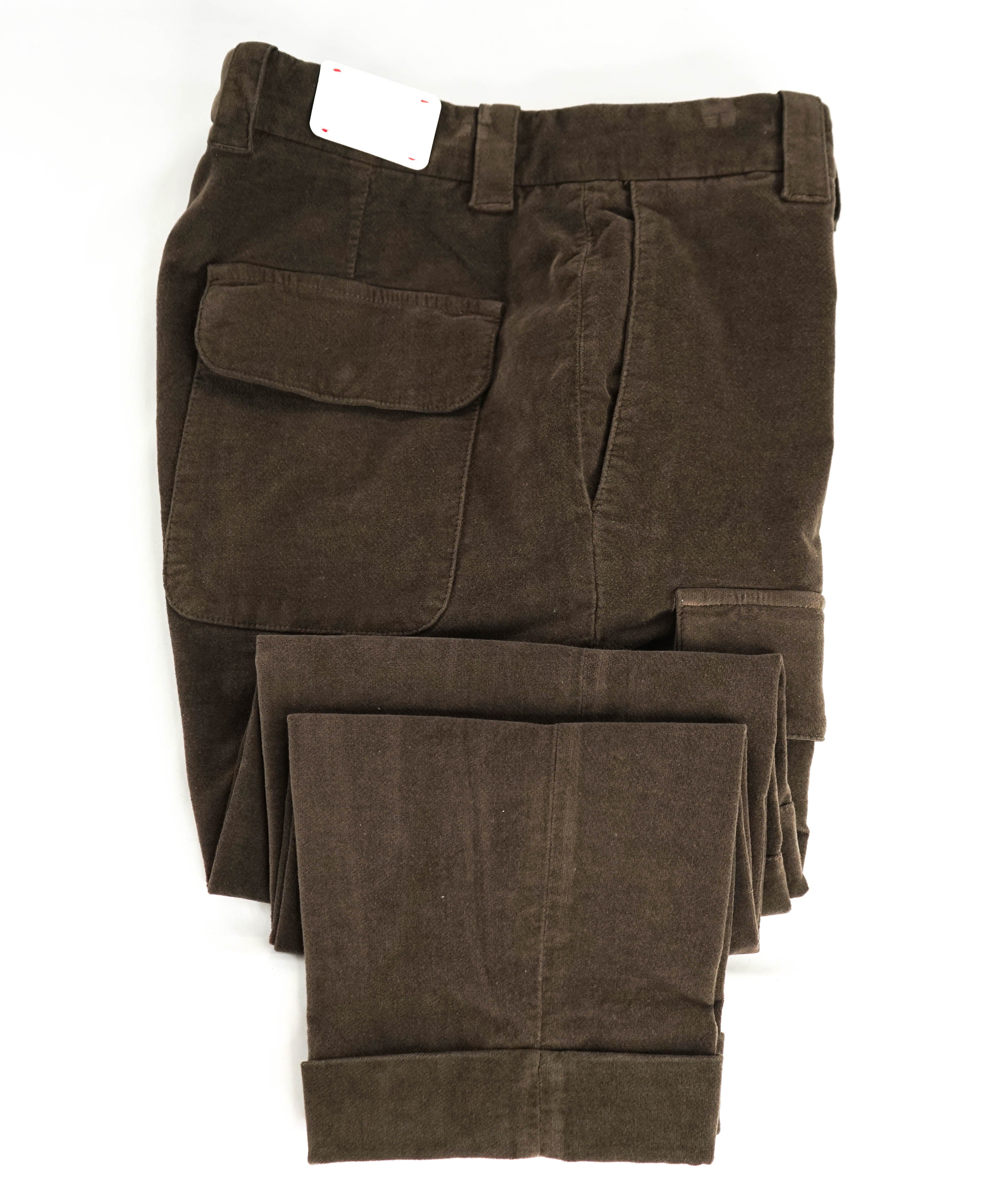 $495 ELEVENTY -Brown Cotton/Elastane "VELVET" Chino Cargo Slim Pants- 33W