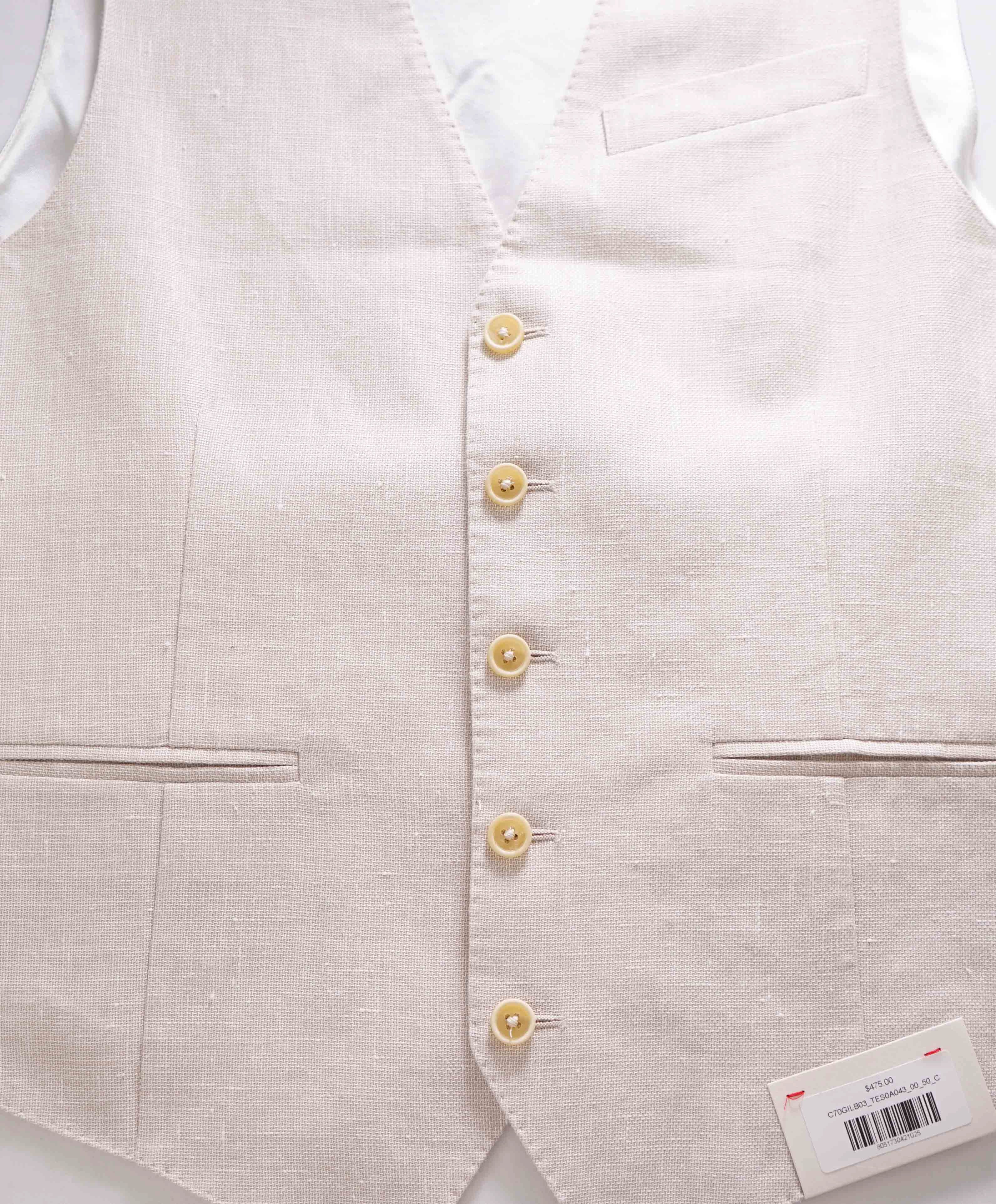 $475 ELEVENTY - *COTTON / LINEN* Textured Weave Waistcoat Vest - 40R