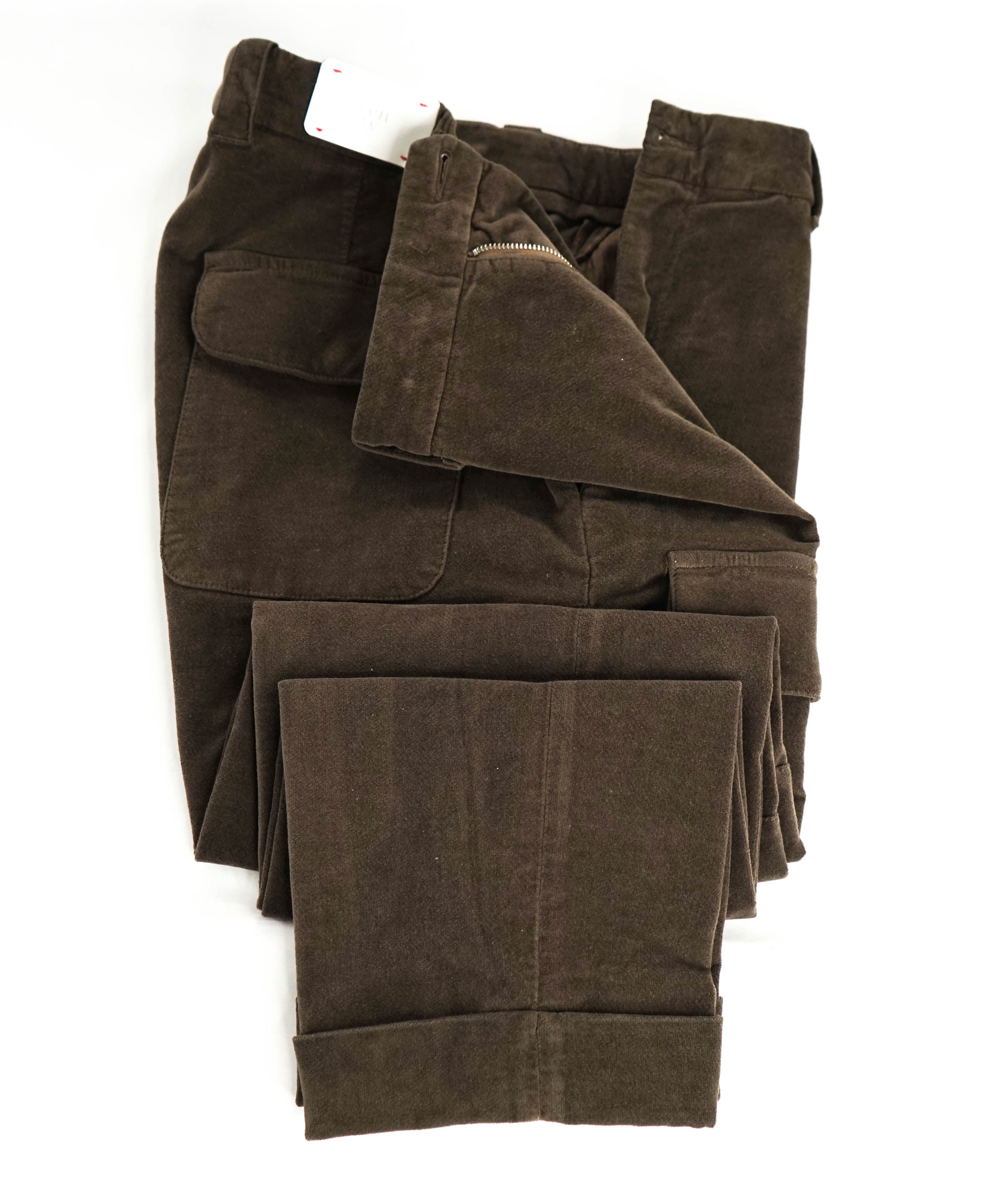 $495 ELEVENTY -Brown Cotton/Elastane "VELVET" Chino Cargo Slim Pants- 33W