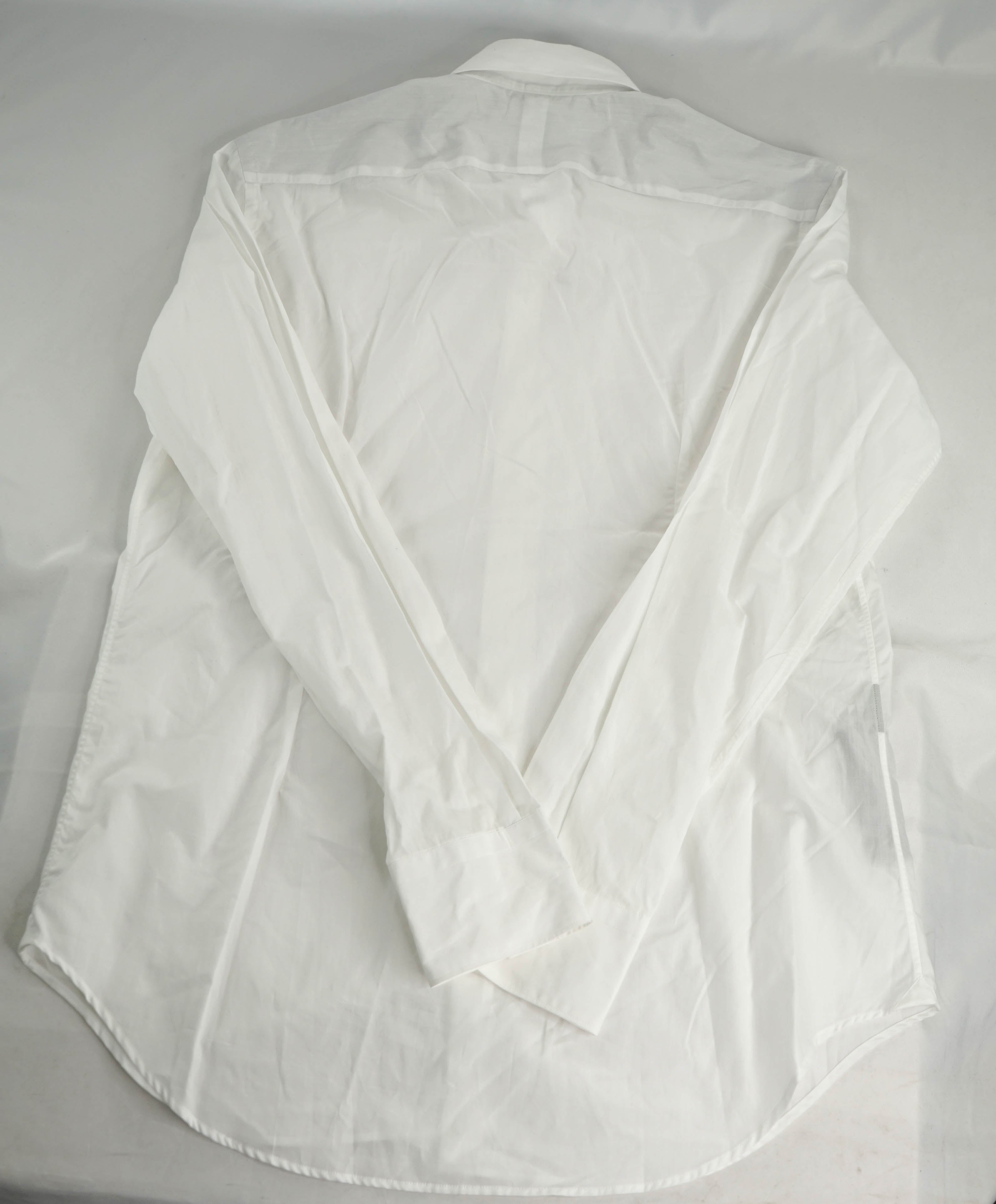 $395 ELEVENTY - *Spread Collar* Slim-Cotton Poplin White Dress Shirt - L (42)