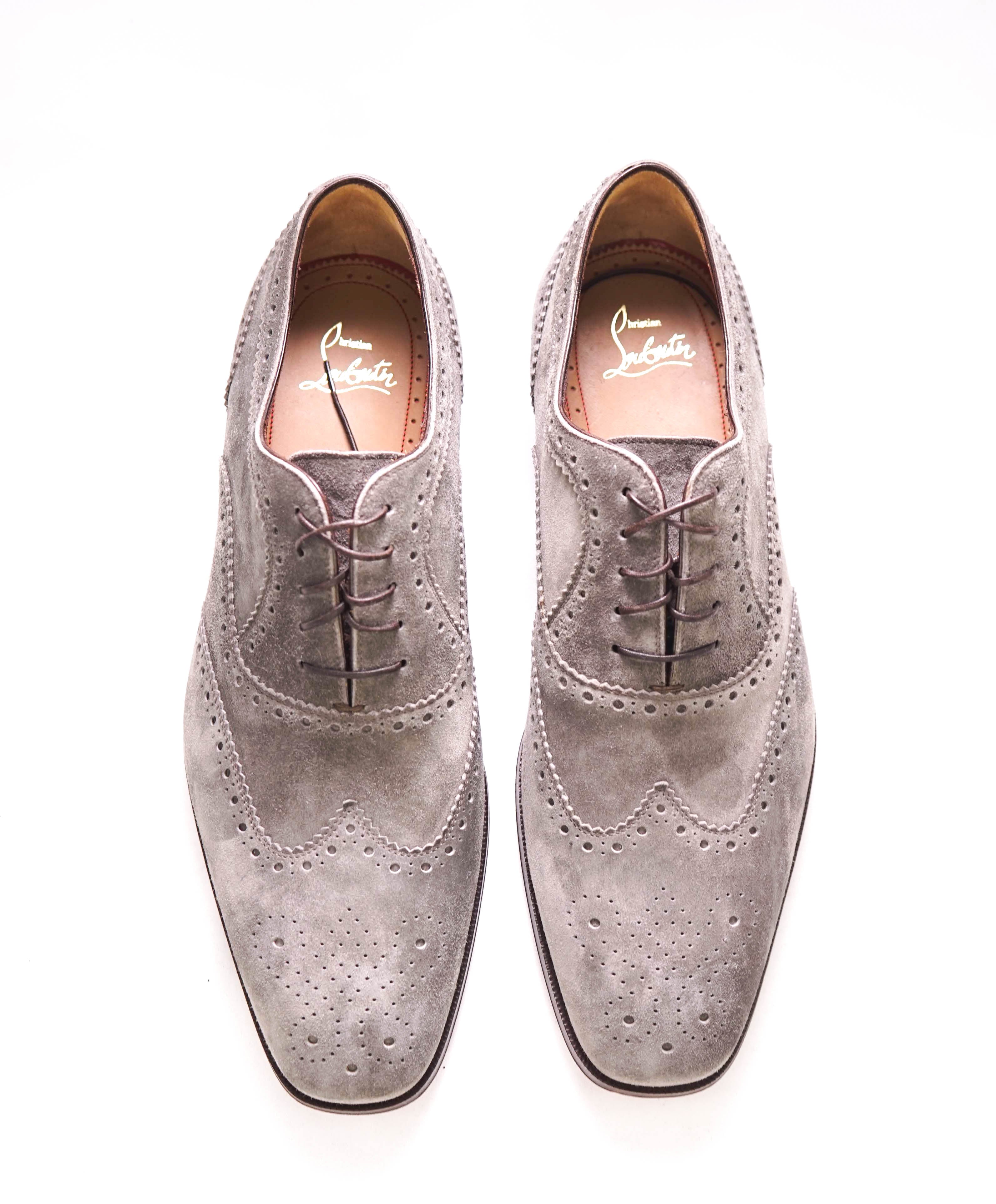 $1,050 CHRISTIAN LOUBOUTIN - Scalloped Gray Suede Oxfords - 8 US (41)