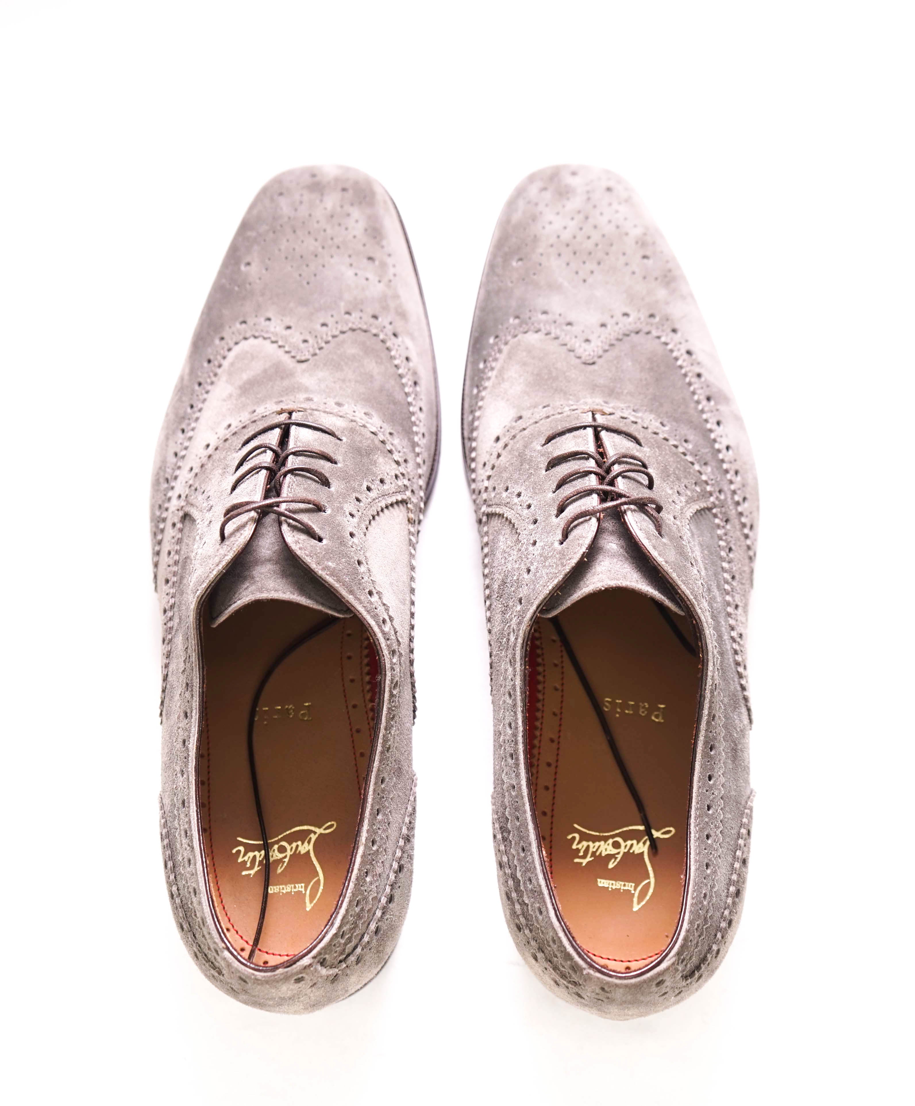 $1,050 CHRISTIAN LOUBOUTIN - Scalloped Gray Suede Oxfords - 8 US (41)