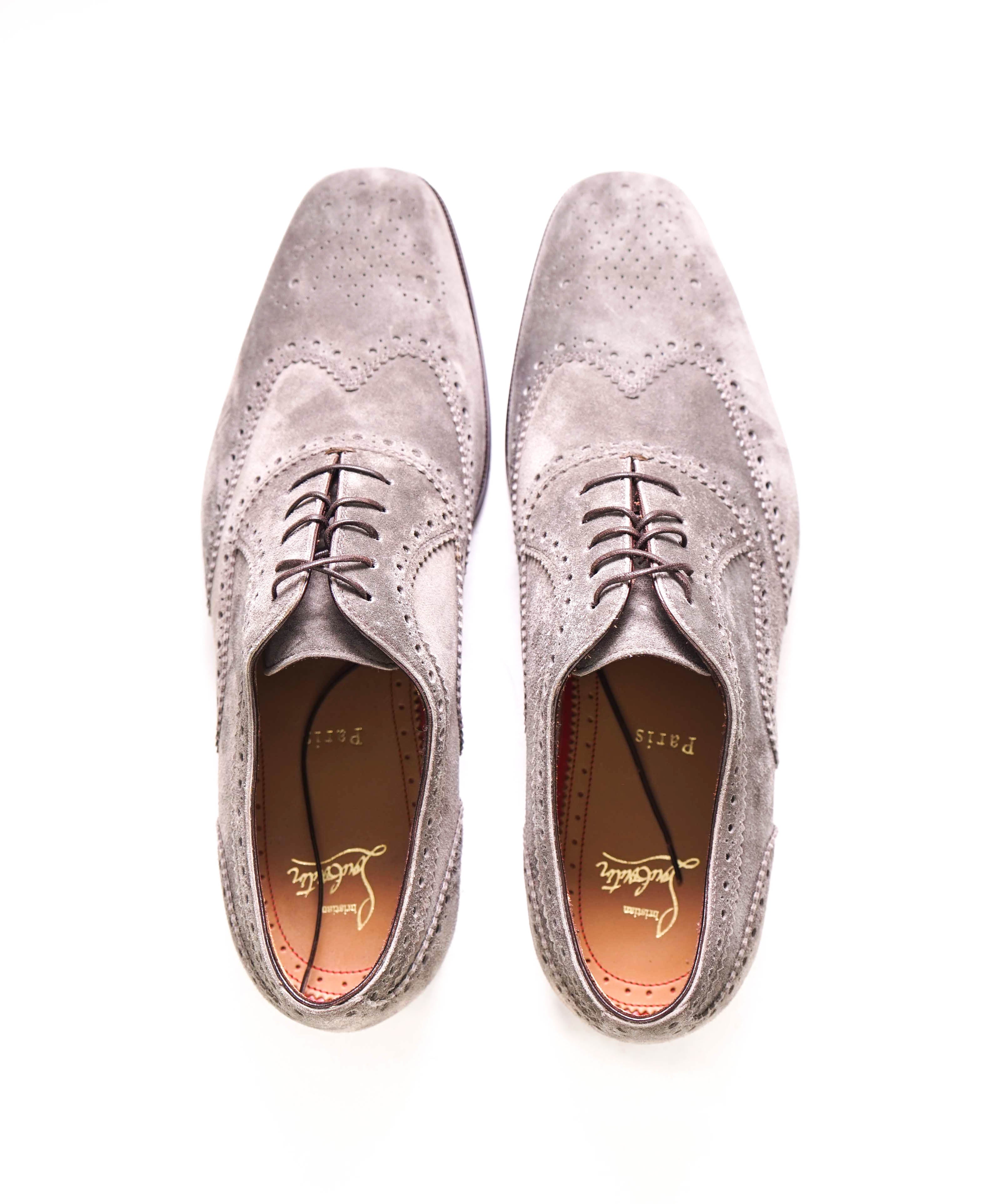 $1,050 CHRISTIAN LOUBOUTIN - Scalloped Gray Suede Oxfords - 8 US (41)