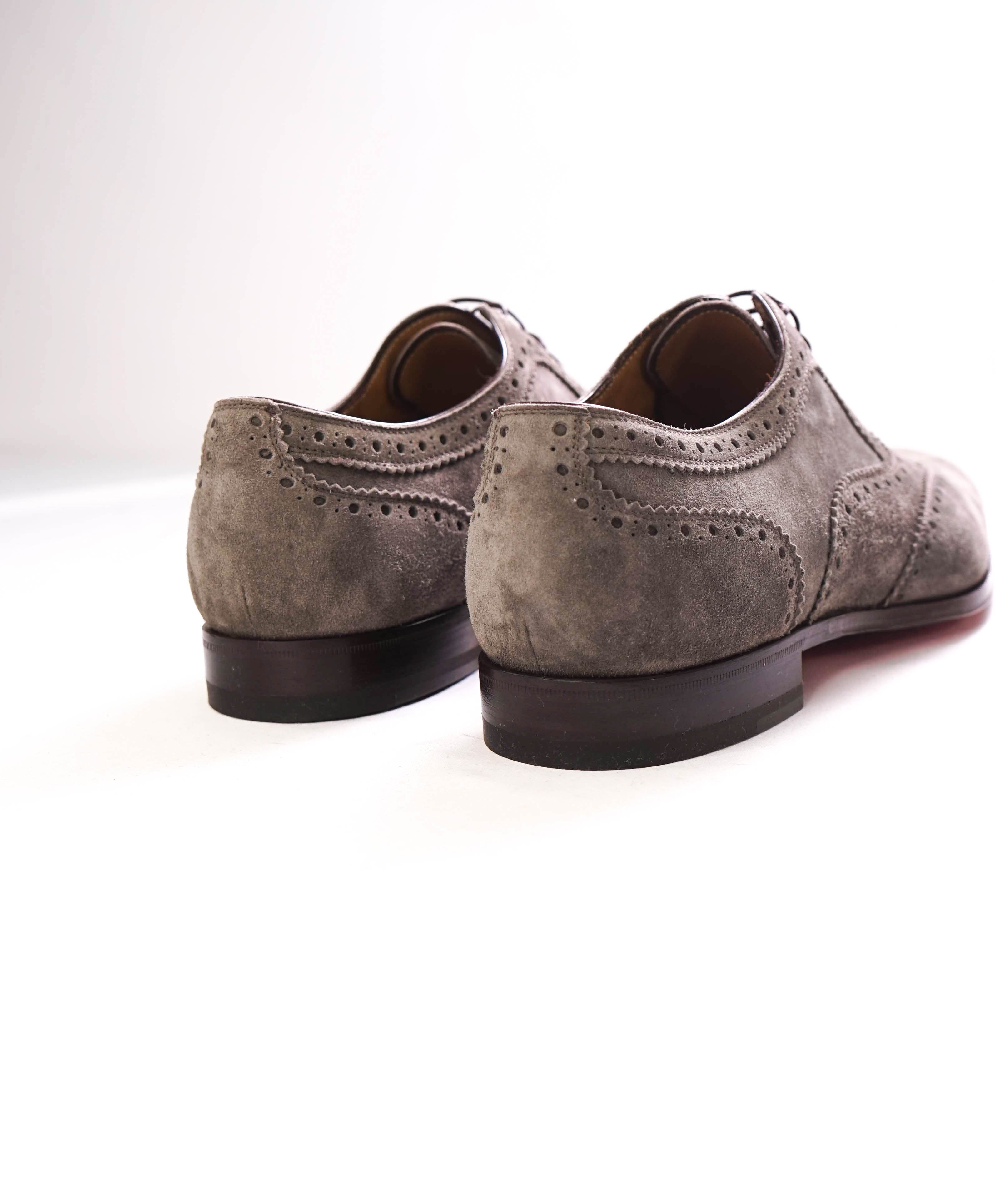 $1,050 CHRISTIAN LOUBOUTIN - Scalloped Gray Suede Oxfords - 8 US (41)