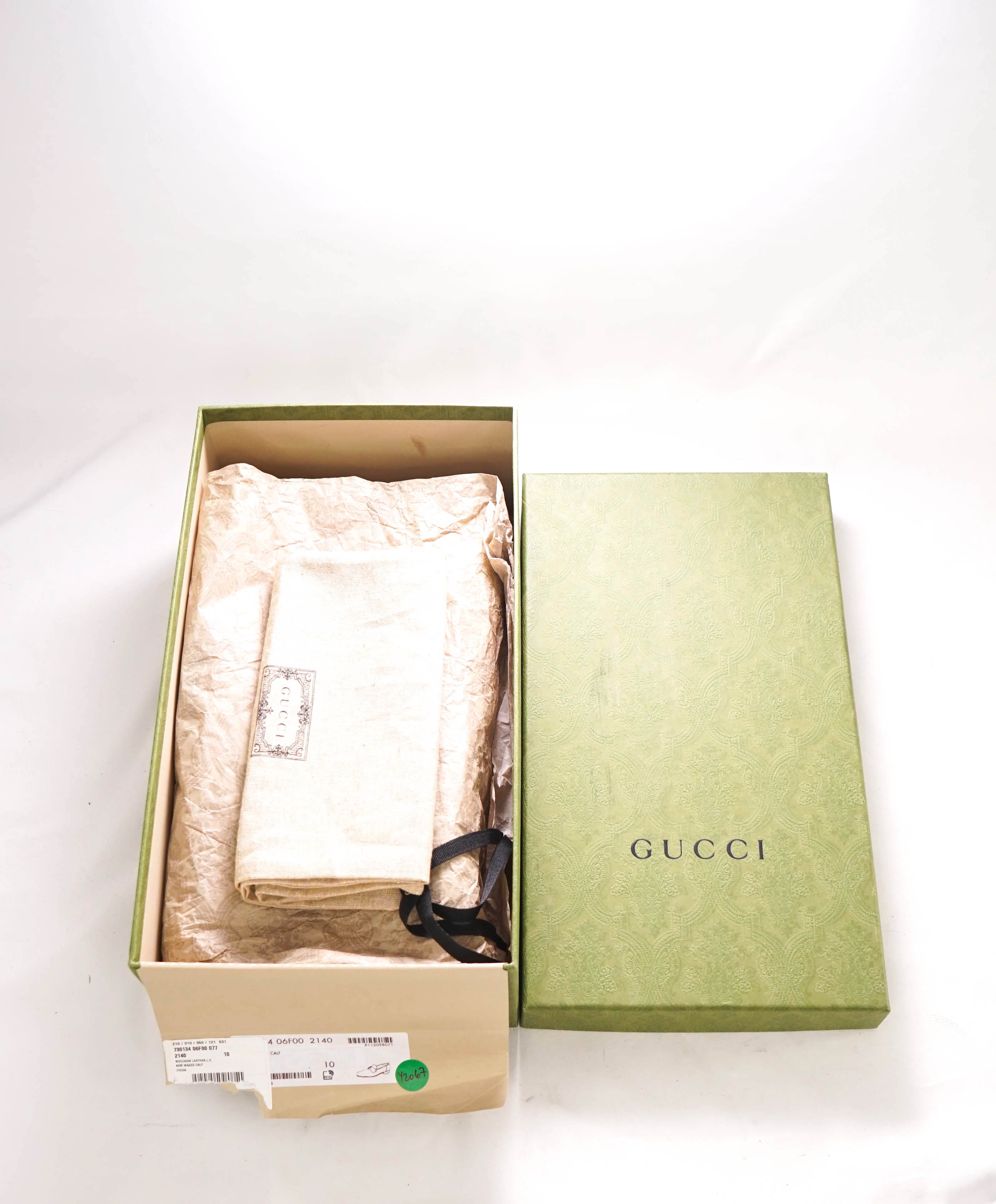 $1,000 GUCCI - "INTERLOCKING G LOAFERS" Brown/Silver Leather Loafers - 10.5 US (10G)