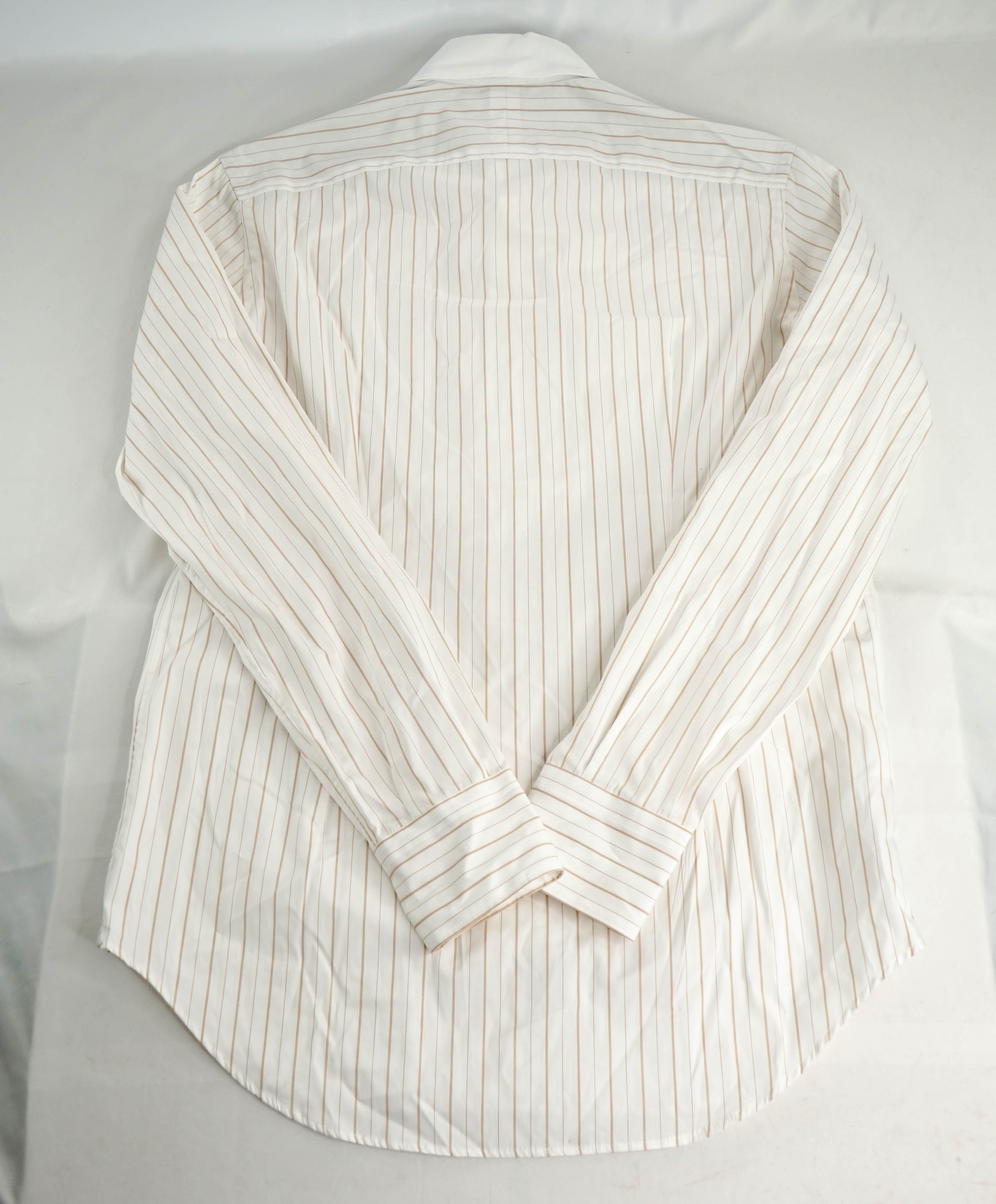 $395 ELEVENTY - Neutral/White *Wide Spread Contrast Collar* Button Dress Shirt - M