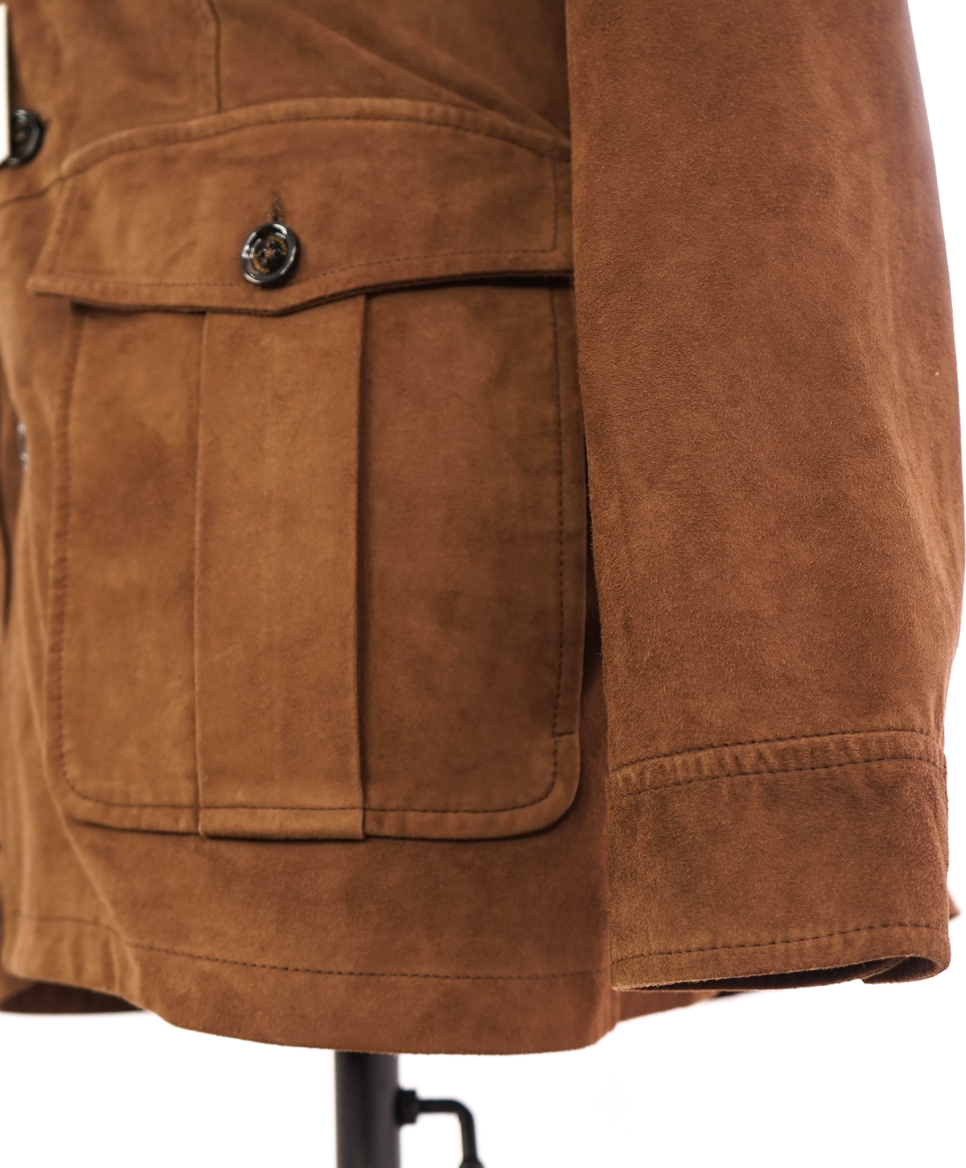 $2,495 ELEVENTY - Tobacco Brown SUEDE Safari Jacket Coat - 40R (M)