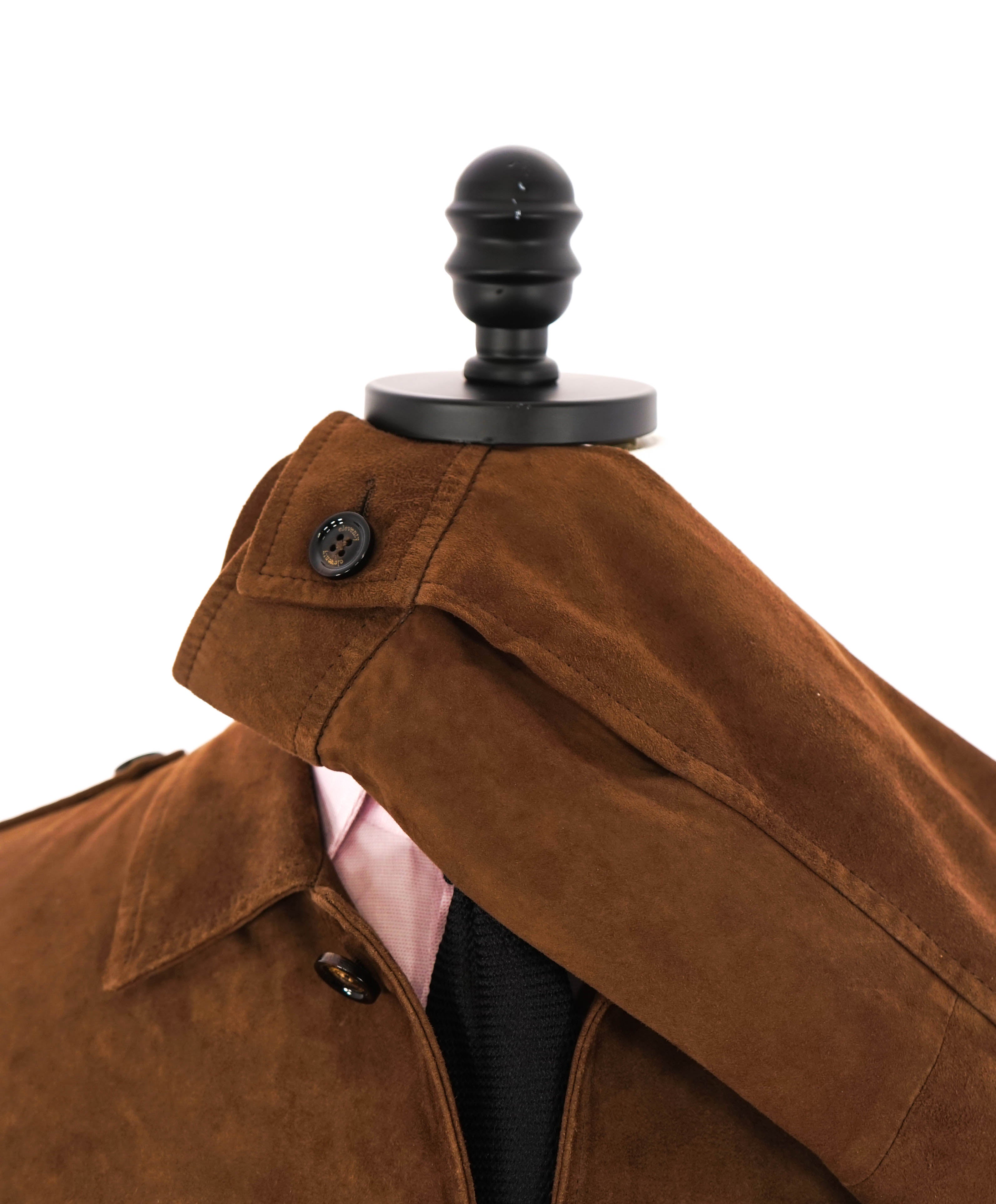 $2,495 ELEVENTY - Tobacco Brown SUEDE Safari Jacket Coat - 40R (M)