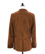 $2,495 ELEVENTY - Tobacco Brown SUEDE Safari Jacket Coat - 40R (M)