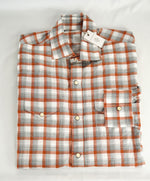 $495 ELEVENTY - Gray *Wide Spread Collar* Western Snap Front Texas Shirt - M