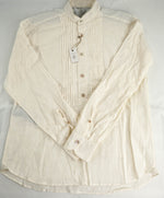 $445 ELEVENTY - Popover *PLEATED* Ivory MOP Button Down Shirt - M