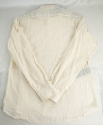 $445 ELEVENTY - Popover *PLEATED* Ivory MOP Button Down Shirt - M