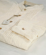 $445 ELEVENTY - Popover *PLEATED* Ivory MOP Button Down Shirt - M