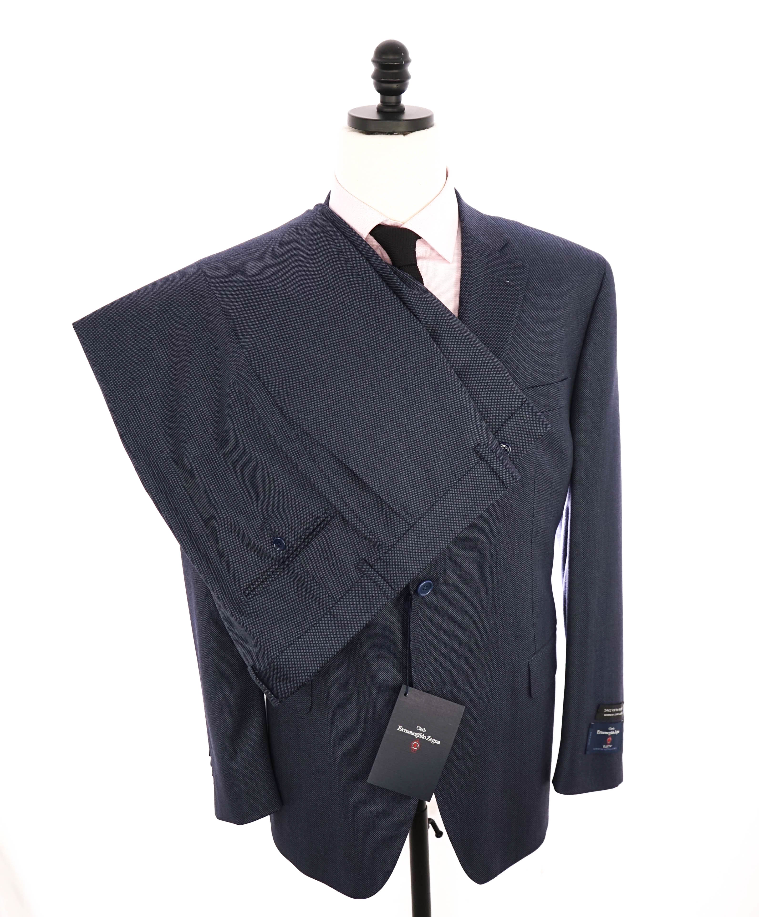 $1,295 ERMENEGILDO ZEGNA - By SAKS FIFTH AVENUE "Modern" Blue Birdseye Suit - 46R