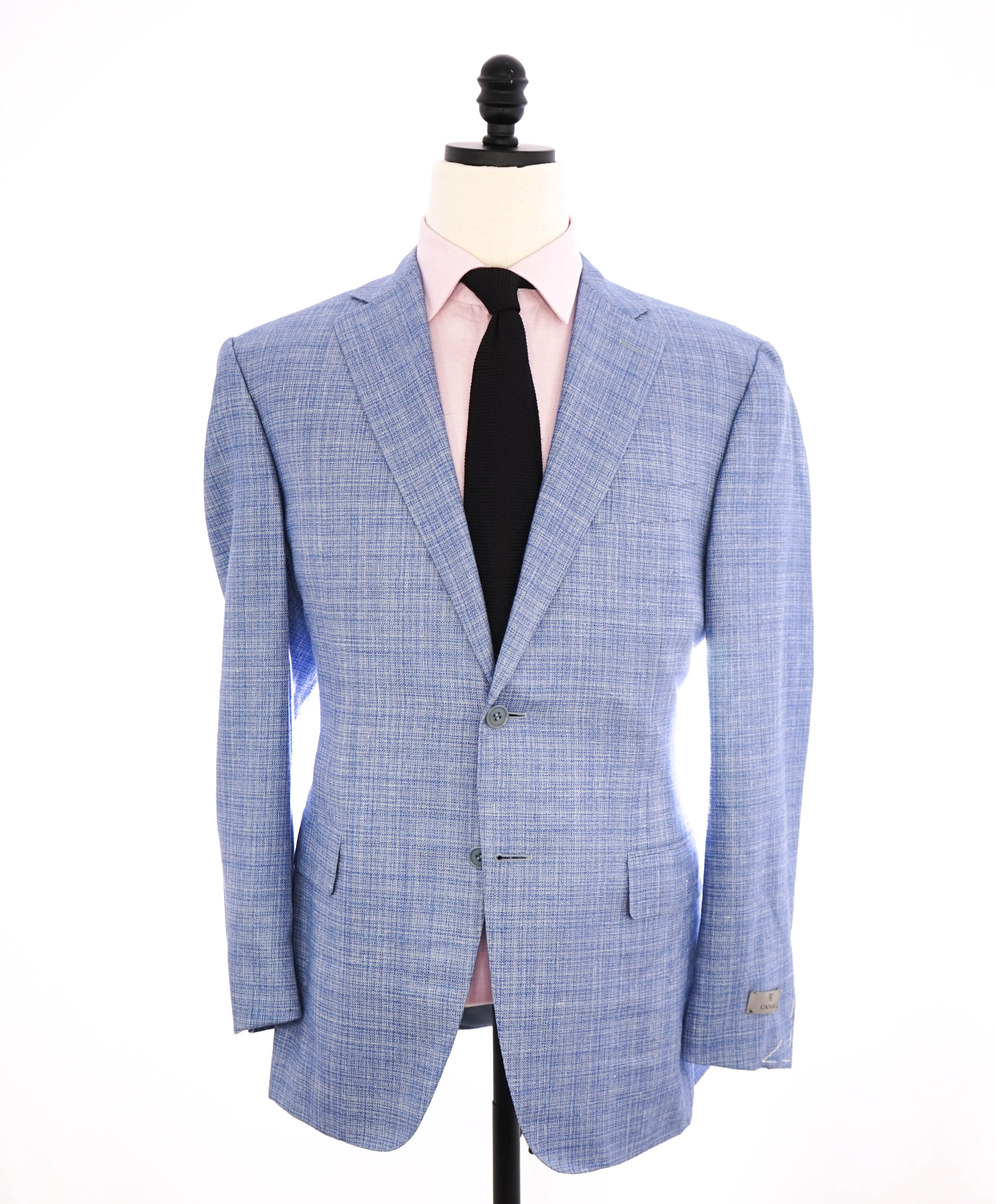 $1,895 CANALI - Baby Blue Tonal Textured Blazer - 42R