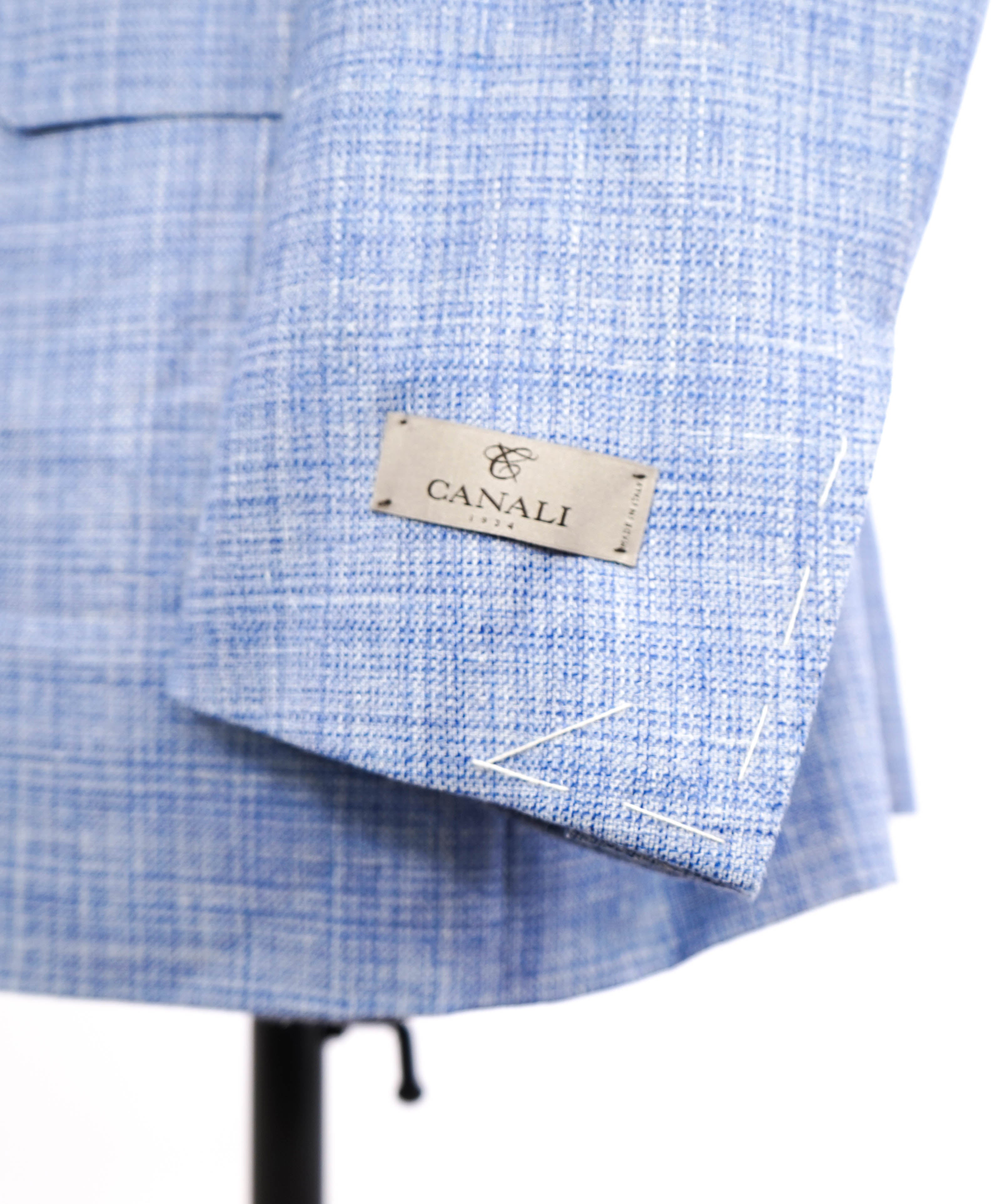 $1,895 CANALI - Baby Blue Tonal Textured Blazer - 42R