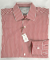 $395 ELEVENTY - Red/White *Spread Collar* Stripe Dress Shirt - M