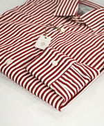 $395 ELEVENTY - Red/White *Spread Collar* Stripe Dress Shirt - M