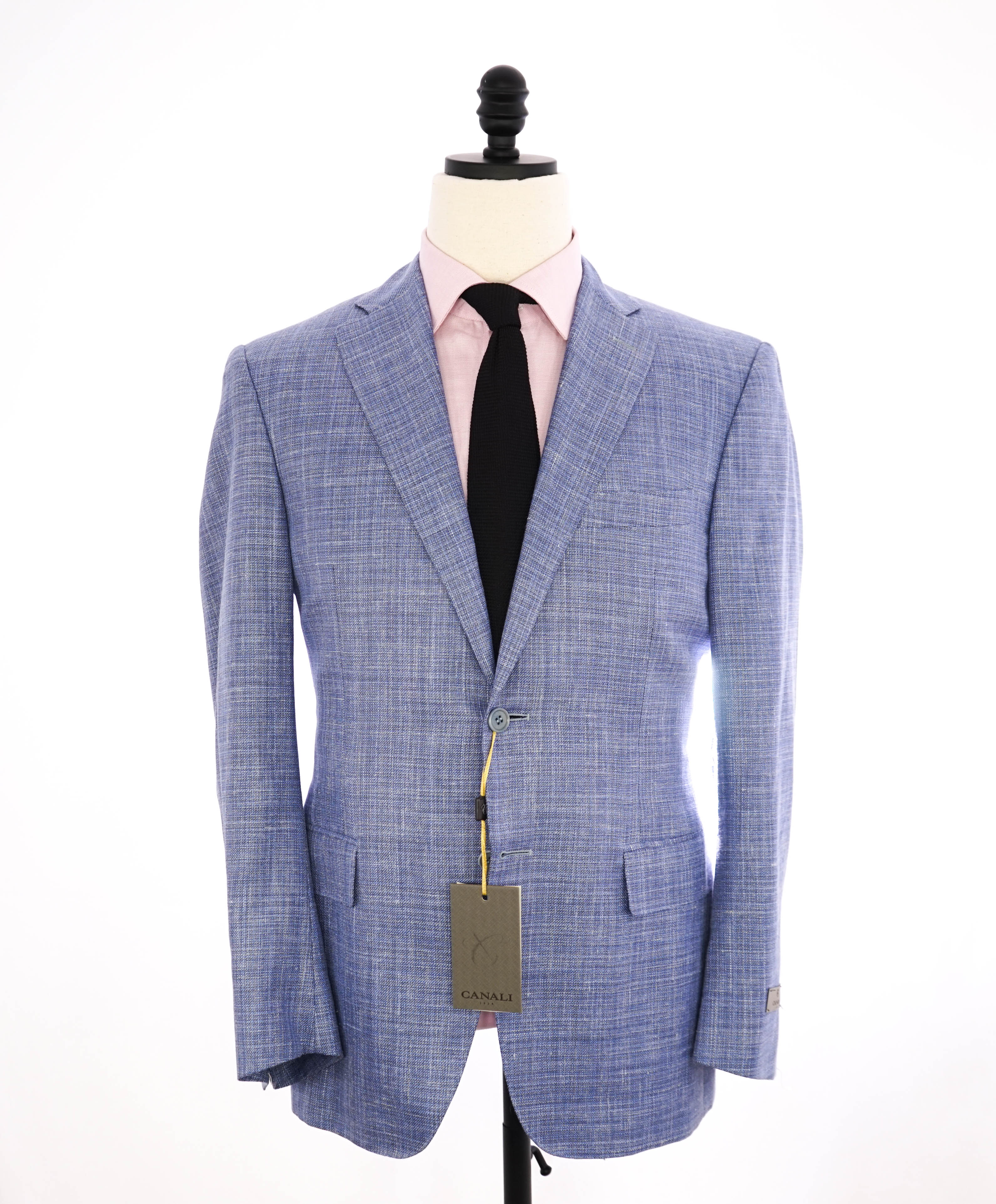 $1,895 CANALI - Baby Blue Tonal Textured Blazer - 38R