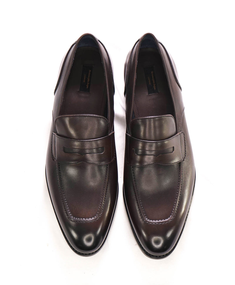 $950 ERMENEGILDO ZEGNA COUTURE - Brown Leather Penny Loafers - 11 US (10 EU)