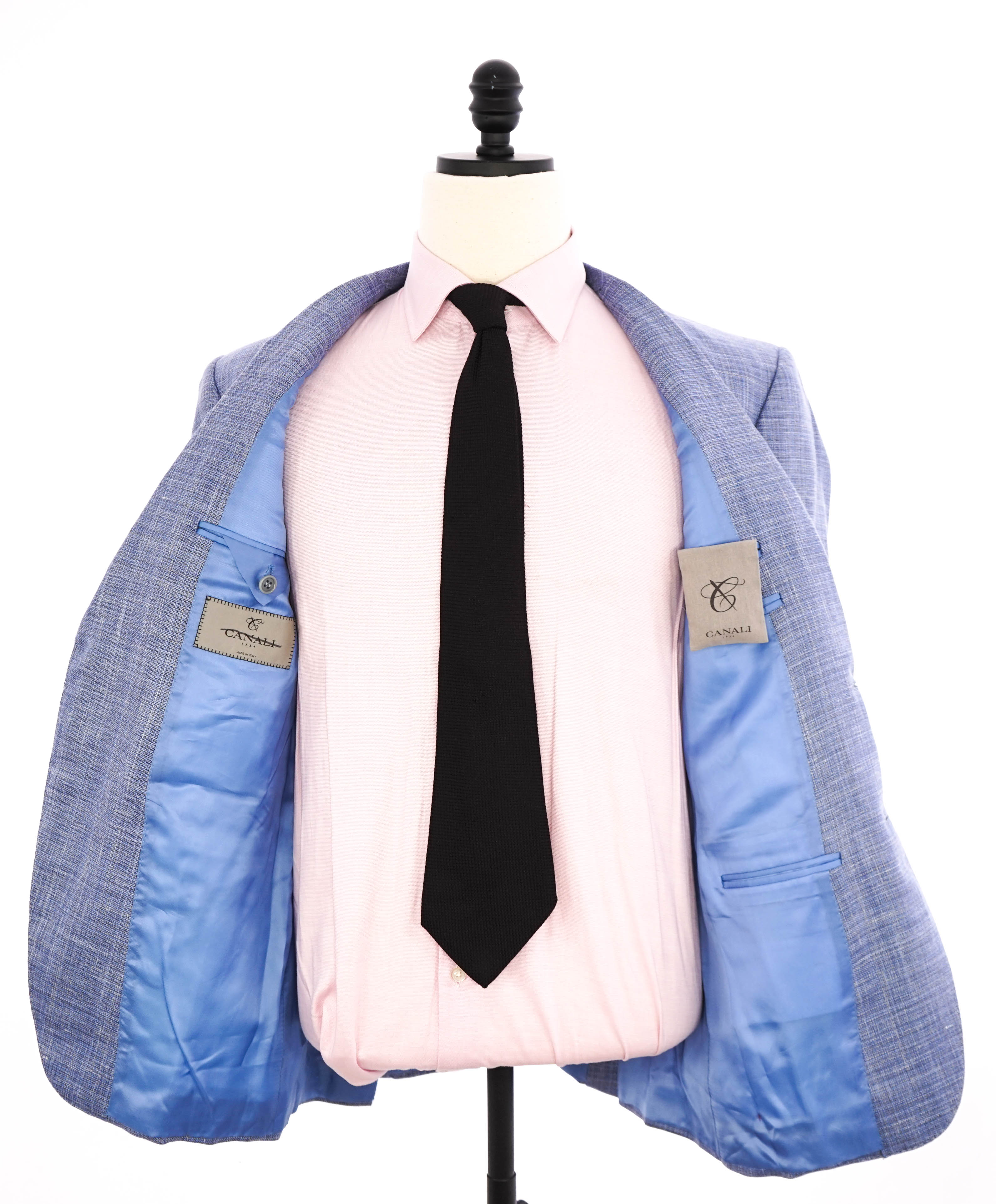 $1,895 CANALI - Baby Blue Tonal Textured Blazer - 38R