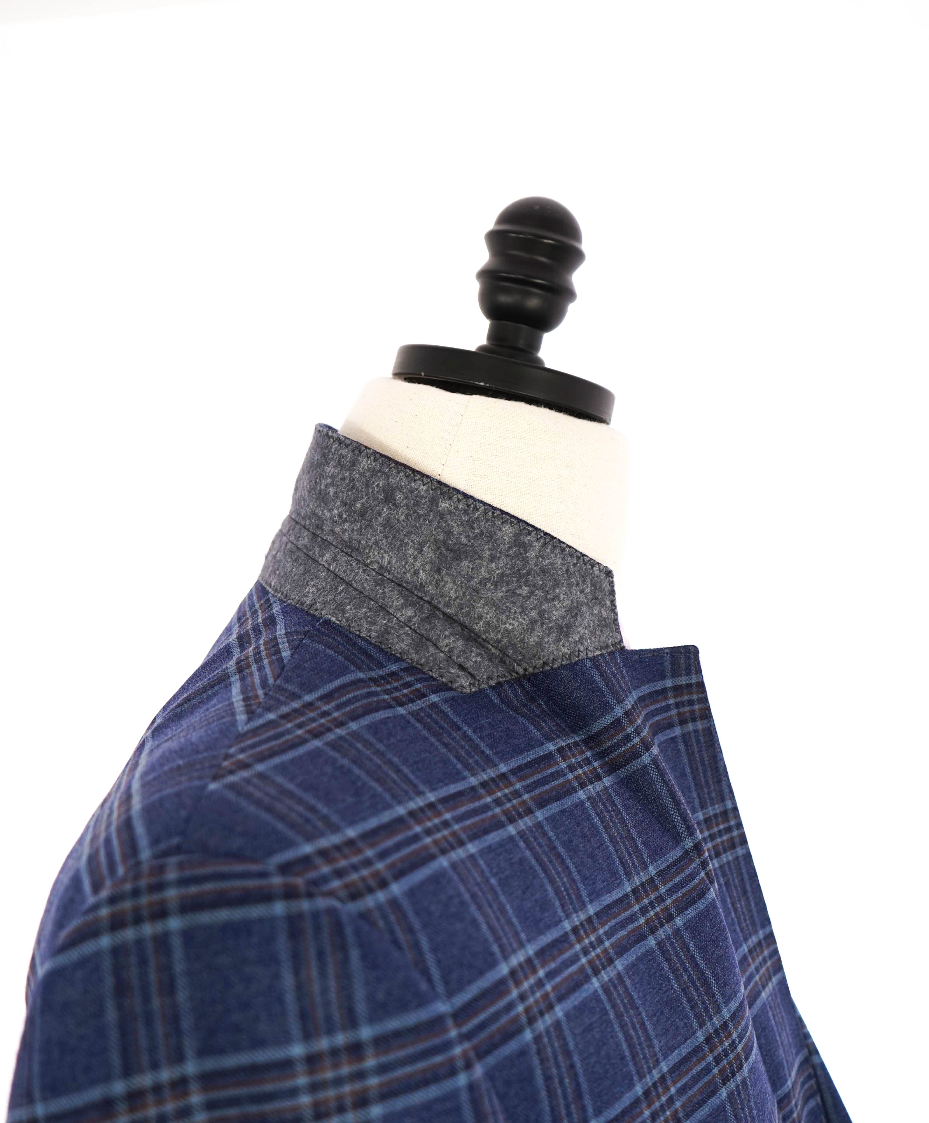 $1,495 ARMANI COLLEZIONI - "G Line" Bold Blue Multi Check Plaid Blazer- 42R