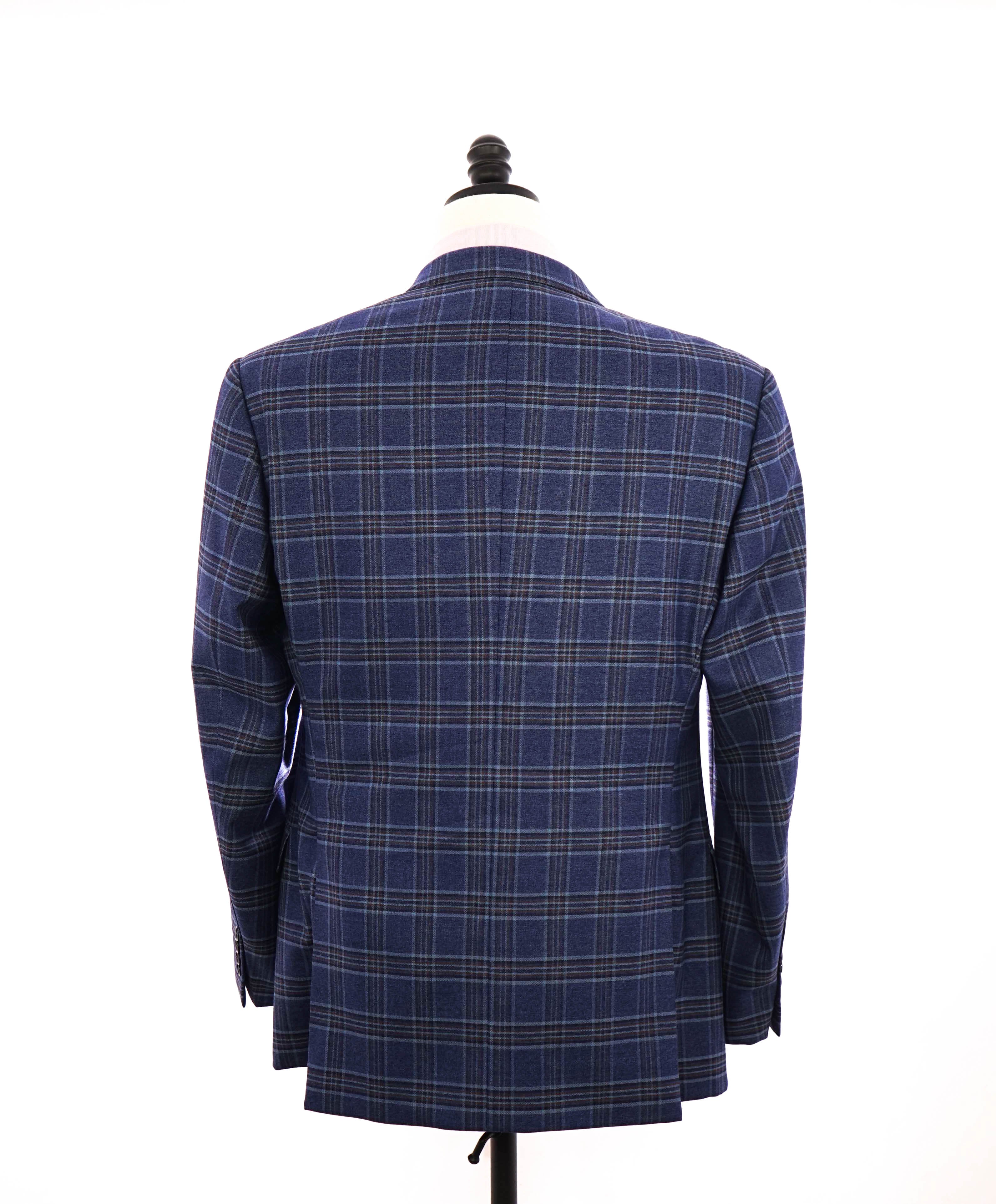 $1,495 ARMANI COLLEZIONI - "G Line" Bold Blue Multi Check Plaid Blazer- 42R