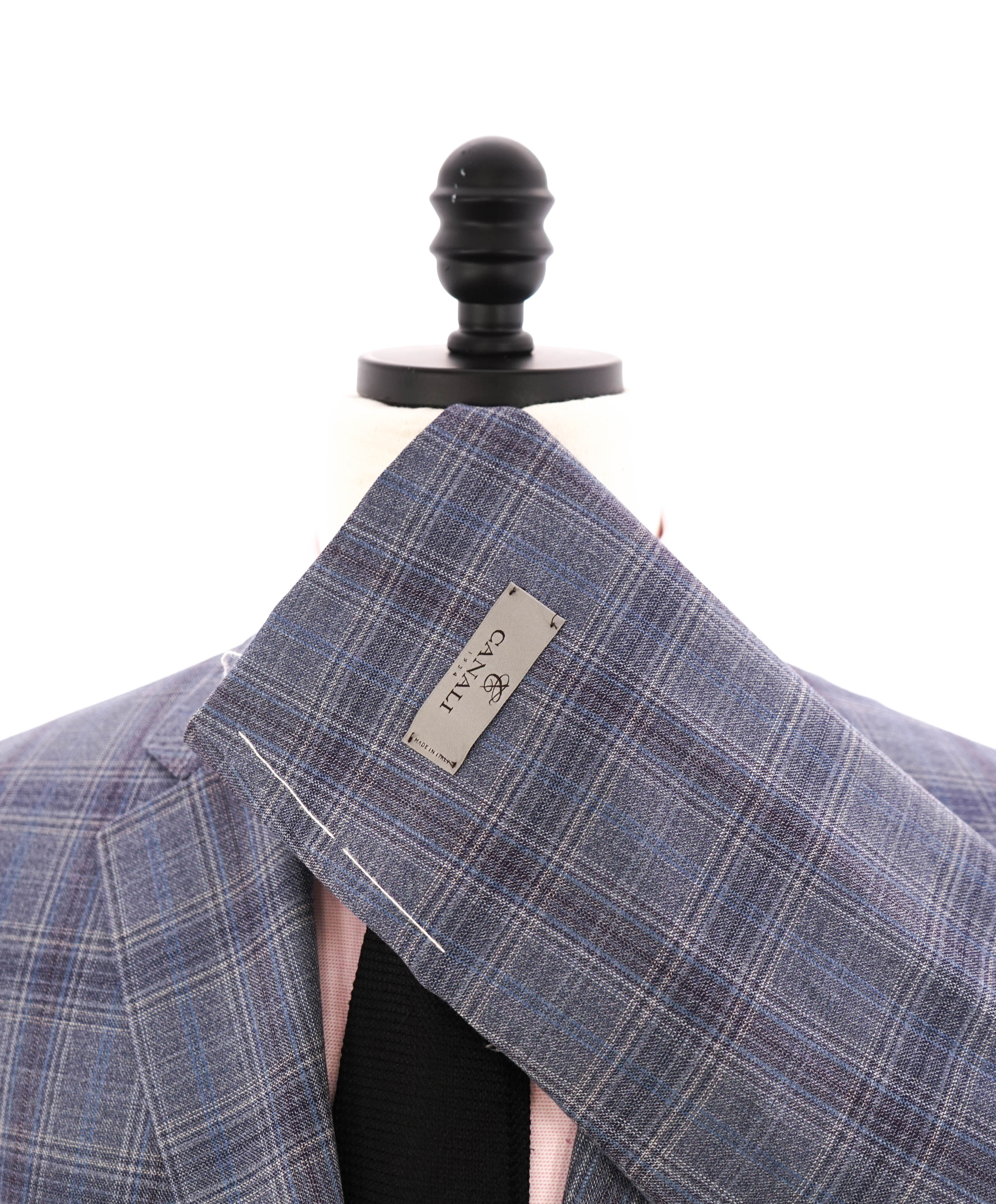 $1,895 CANALI - "KEI" Medium Blue Check Summer Wool Blazer - 44S