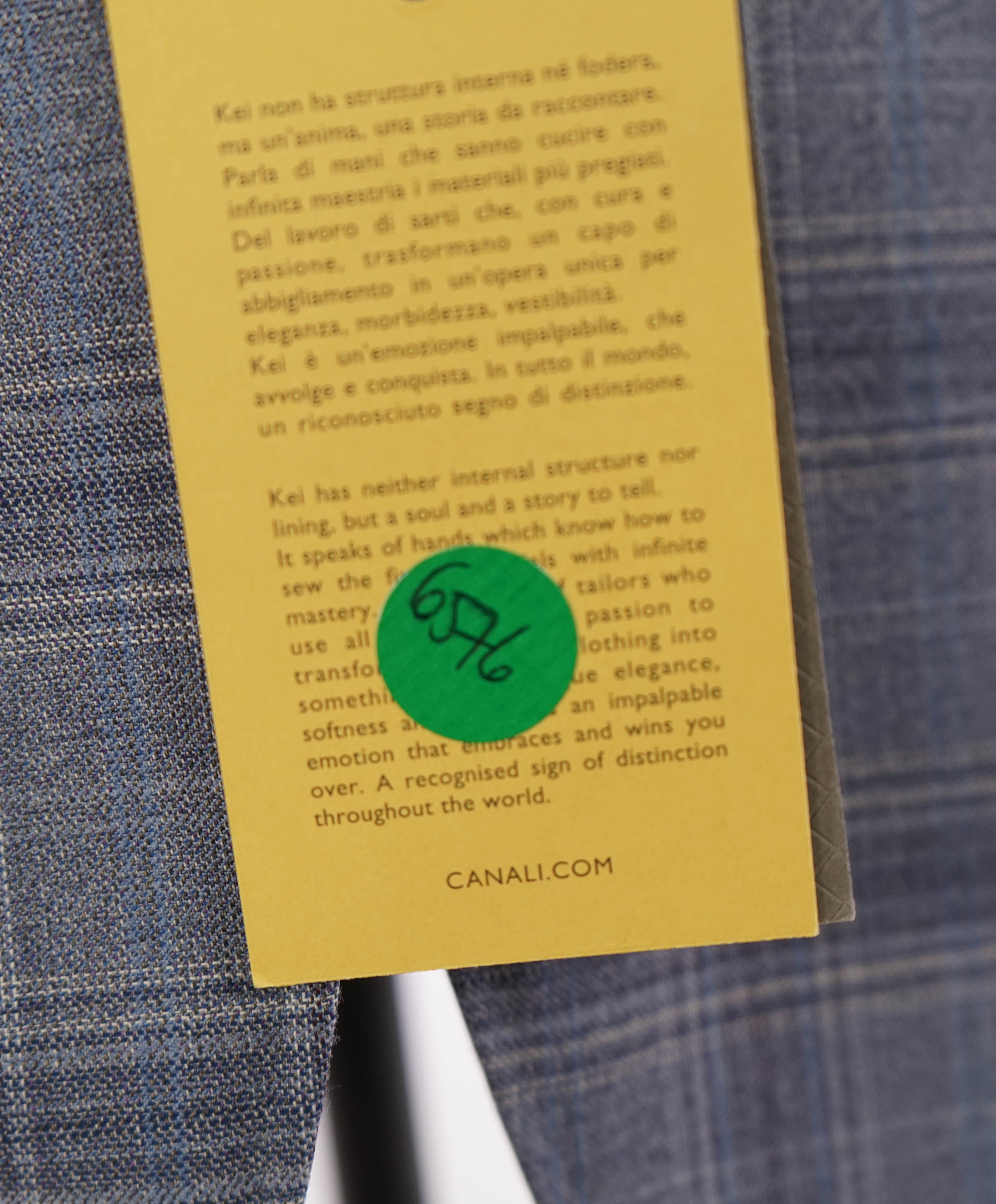 $1,895 CANALI - "KEI" Medium Blue Check Summer Wool Blazer - 44S