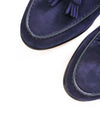 SANTONI - Blue Suede "GOODYEAR" Tipped Tassel Venetian Loafers - 9 US (8 IT)