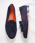 SANTONI - Blue Suede "GOODYEAR" Tipped Tassel Venetian Loafers - 9 US (8 IT)