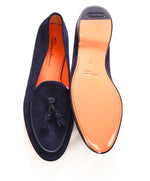 SANTONI - Blue Suede "GOODYEAR" Tipped Tassel Venetian Loafers - 9 US (8 IT)