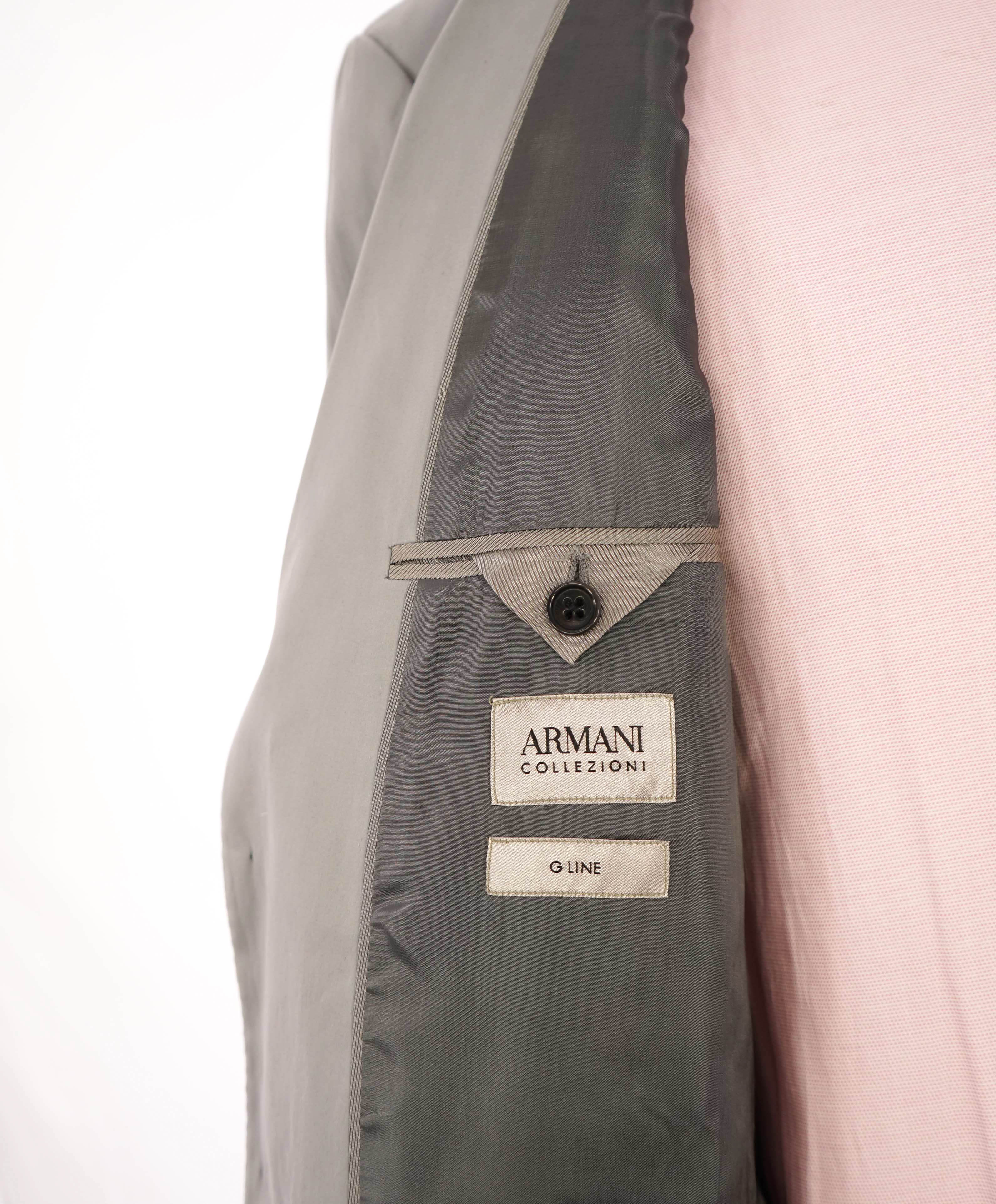 $1,995 ARMANI COLLEZIONI - “G Line” COTTON Stone Gray Summer Suit - 44S 35W