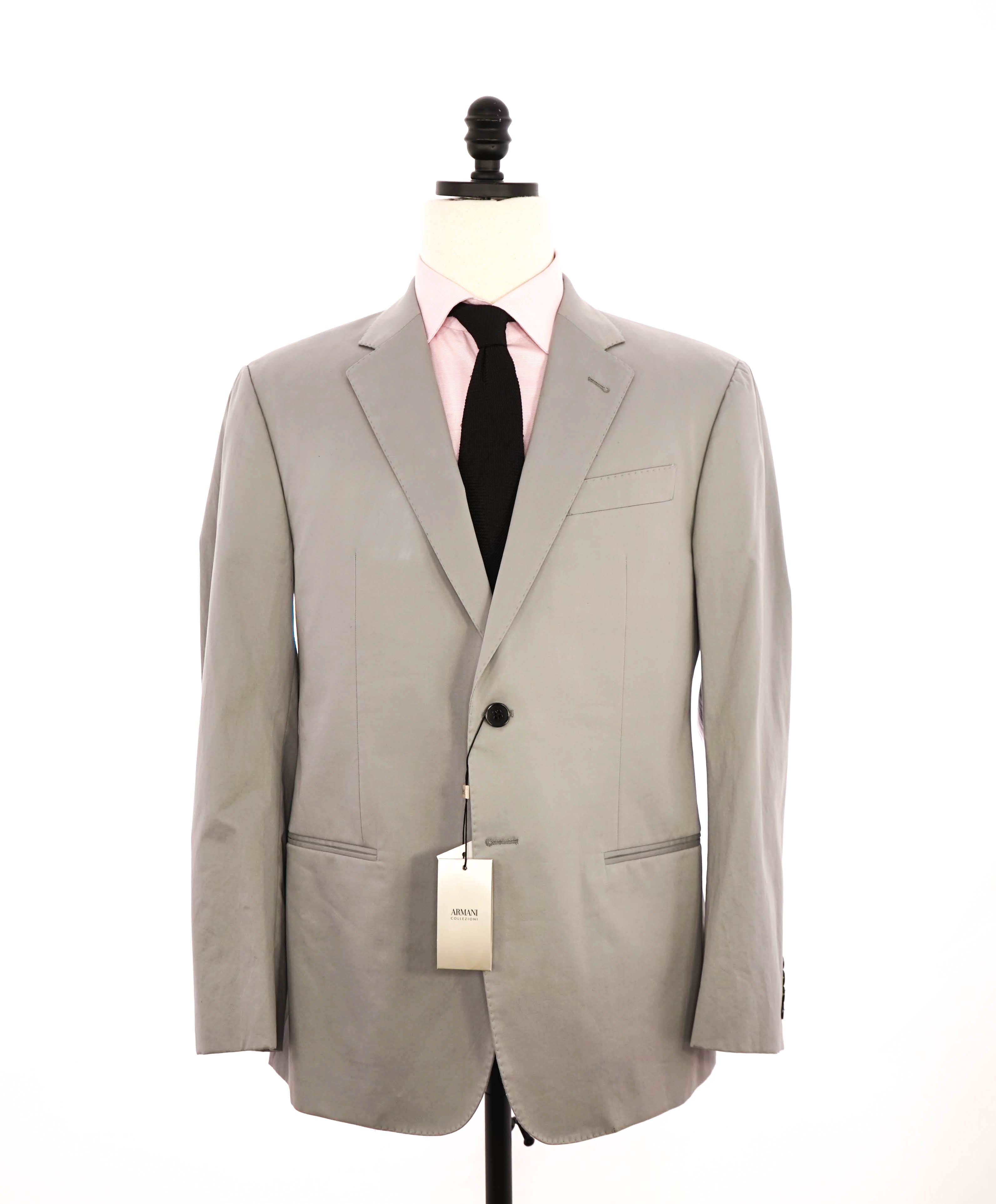 $1,995 ARMANI COLLEZIONI - “G Line” COTTON Stone Gray Summer Suit - 44S 35W