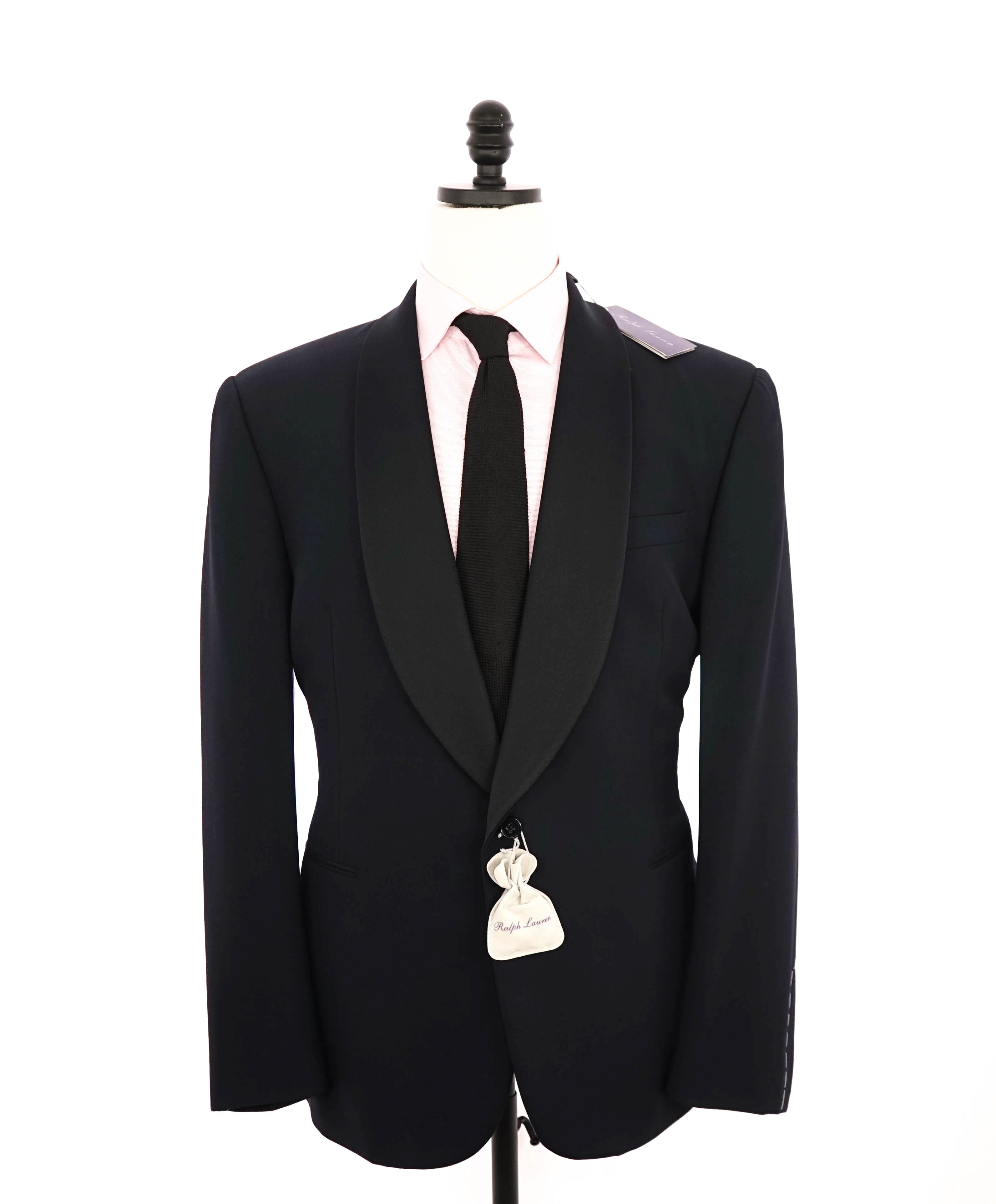 RALPH LAUREN PURPLE LABEL - Black "BARATHEA" “Anthony 1B Shawl” Dinner Jacket - 46R