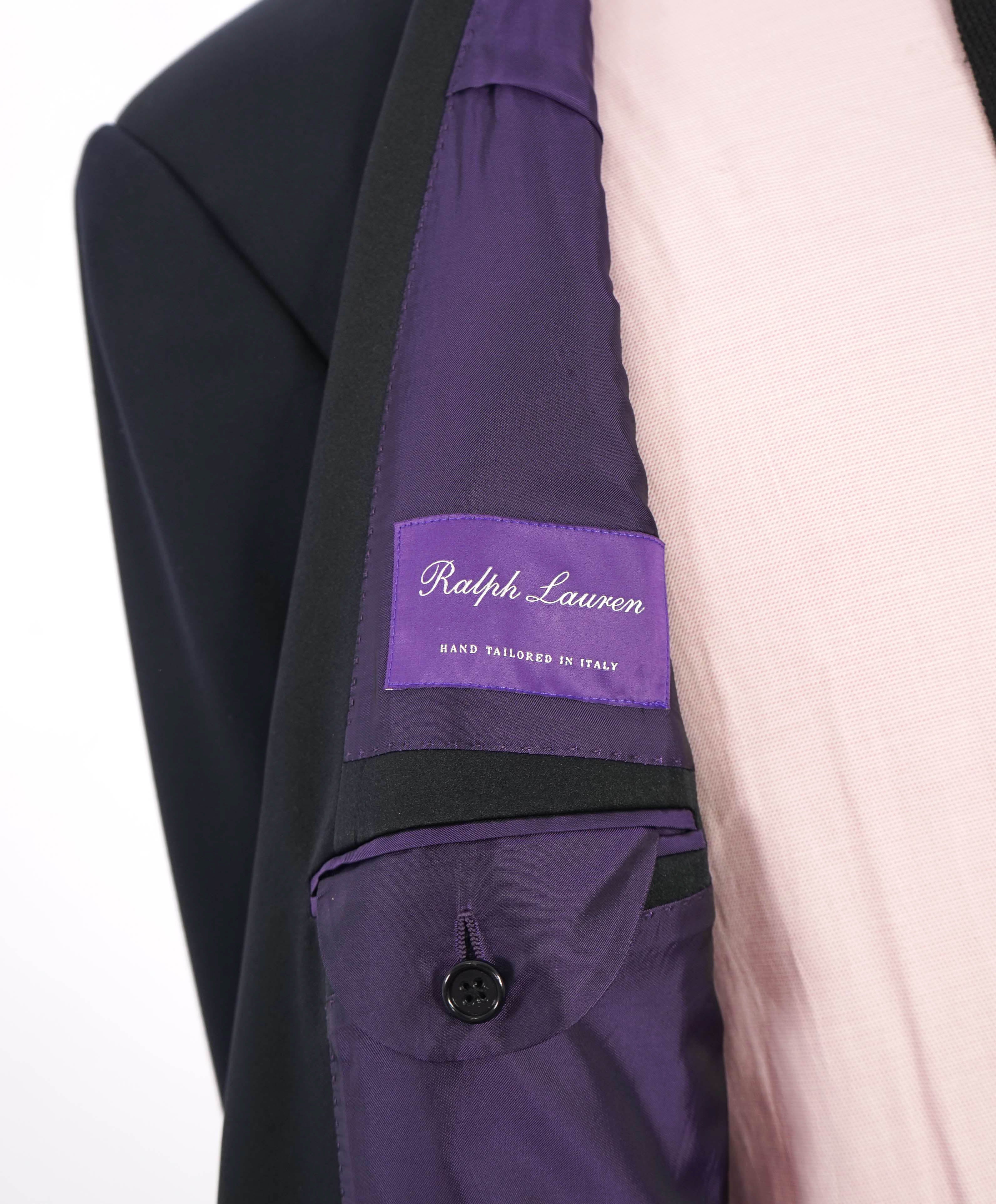 RALPH LAUREN PURPLE LABEL - Black "BARATHEA" “Anthony 1B Shawl” Dinner Jacket - 46R