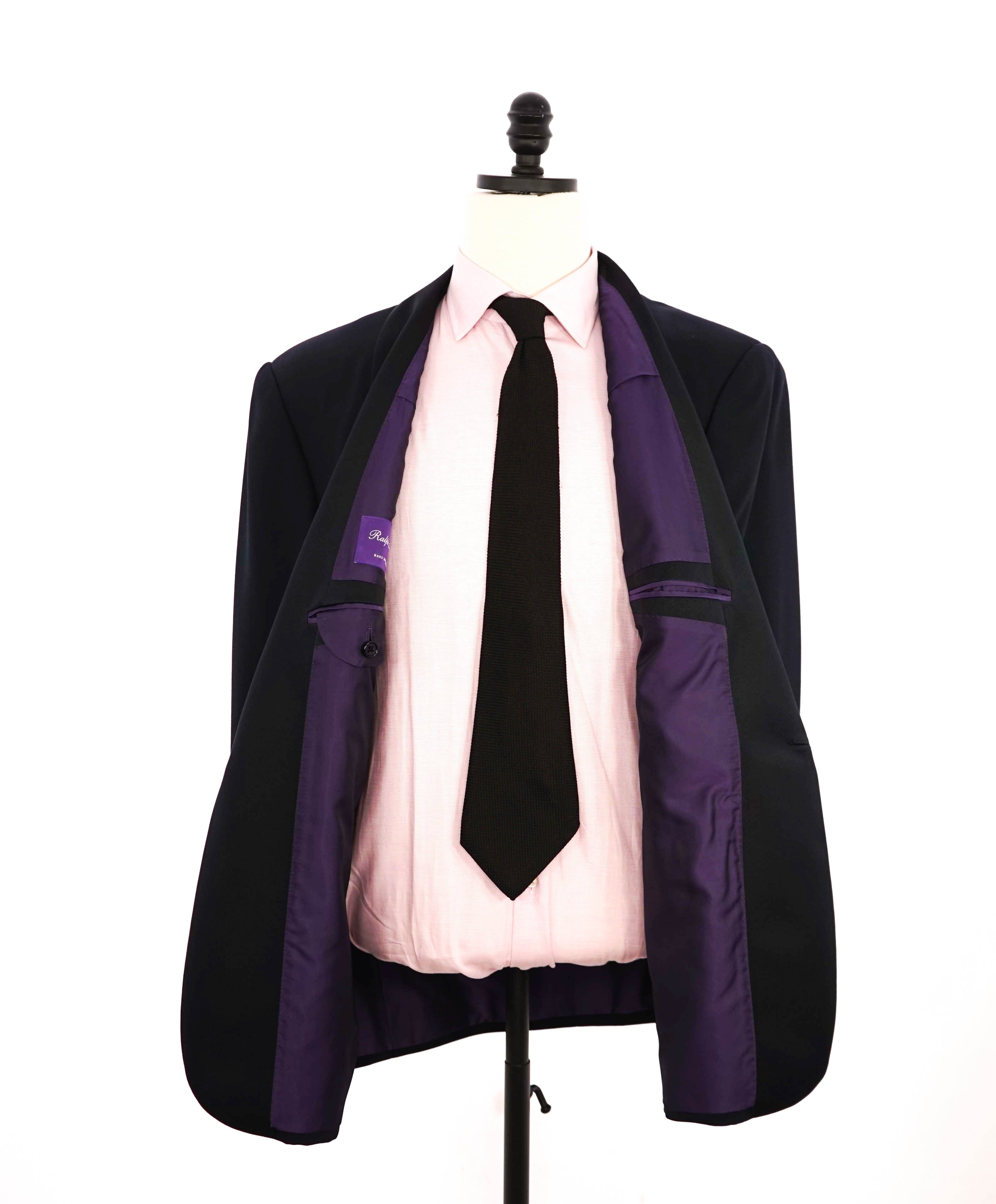 RALPH LAUREN PURPLE LABEL - Black "BARATHEA" “Anthony 1B Shawl” Dinner Jacket - 46R