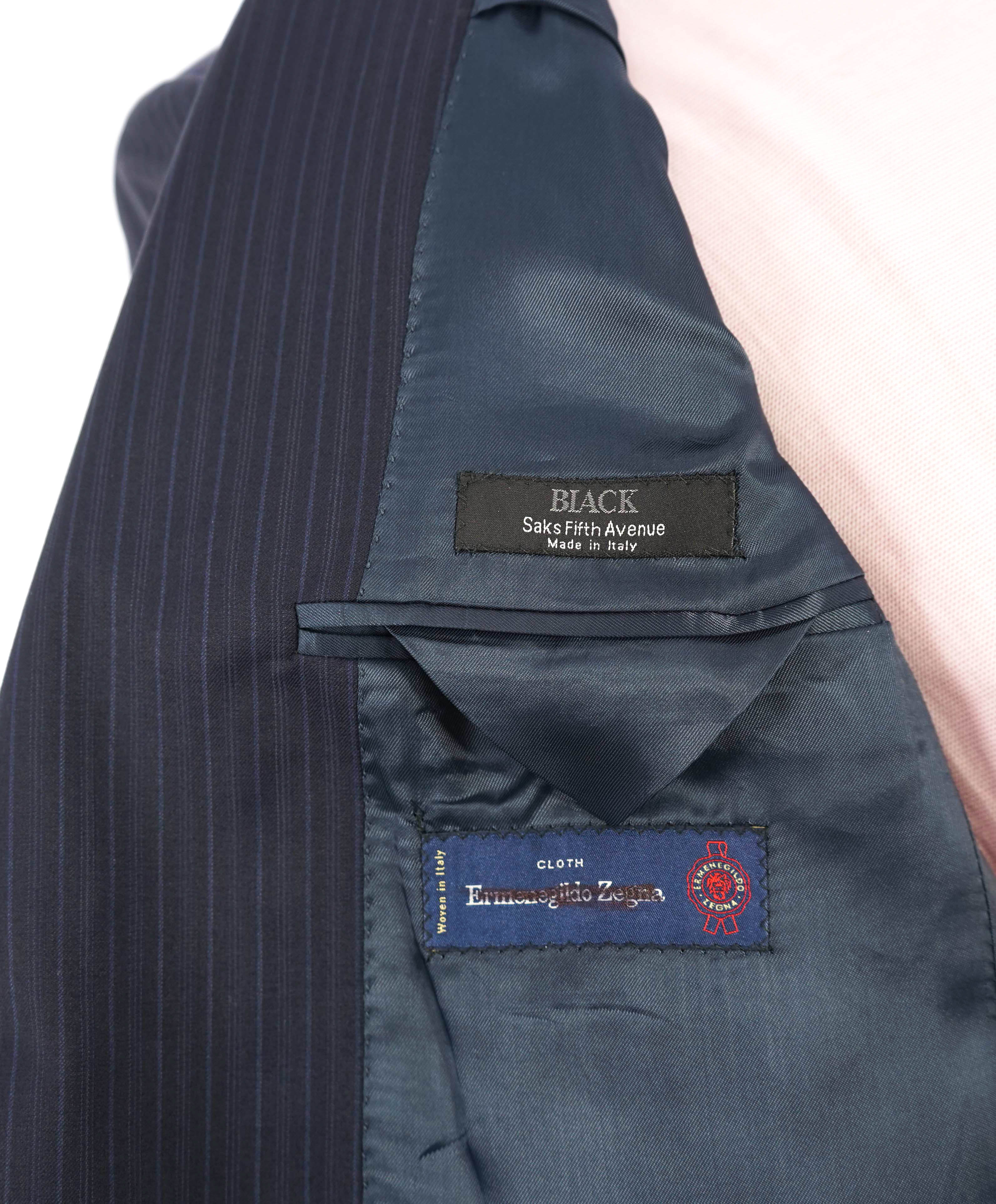 $1,295 ERMENEGILDO ZEGNA - By SAKS FIFTH AVENUE "Classic" Navy SILK Suit - 38S 34W